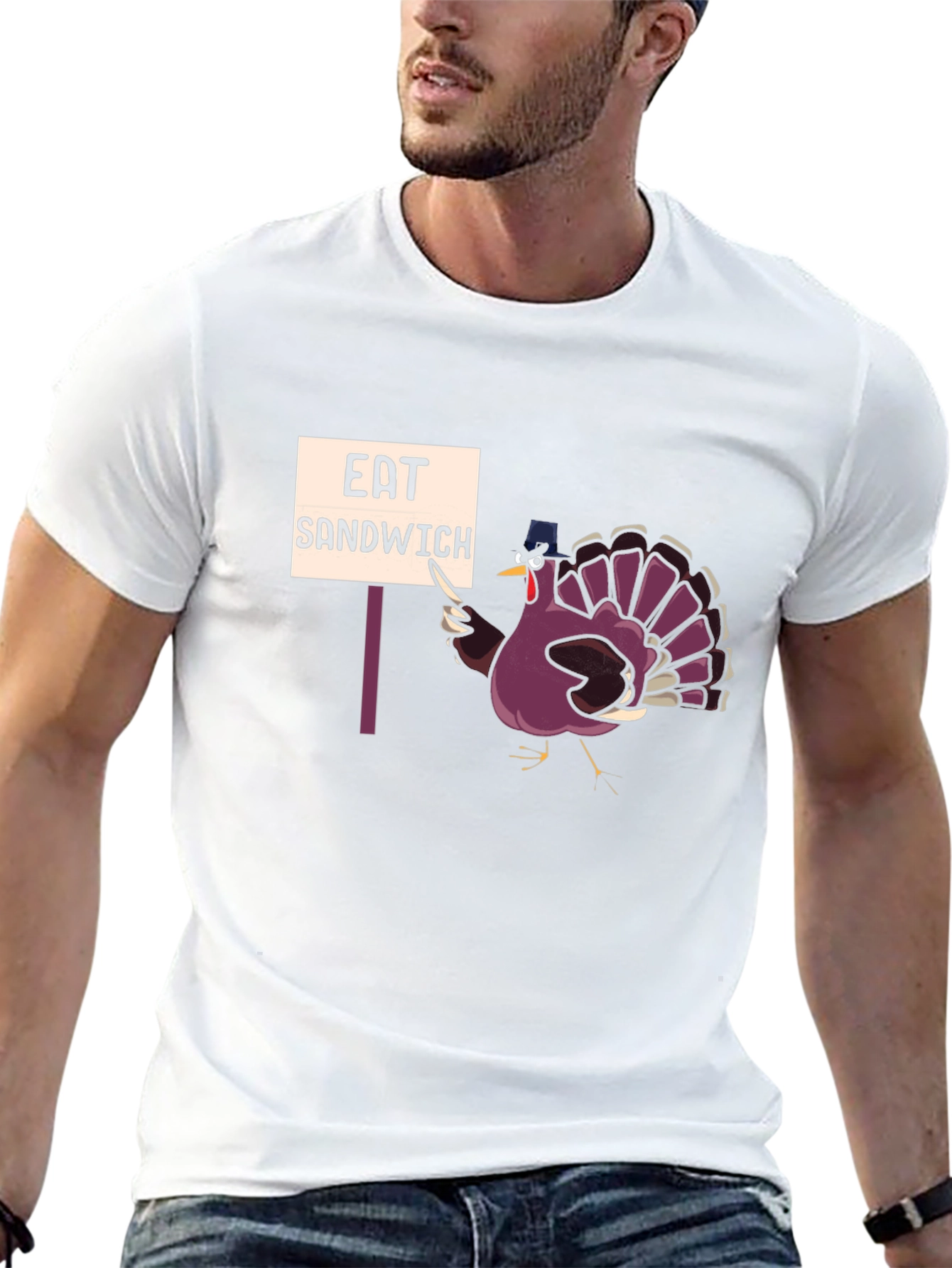 Black Eat Sandwich Turkey Humor T-Shirt view 13