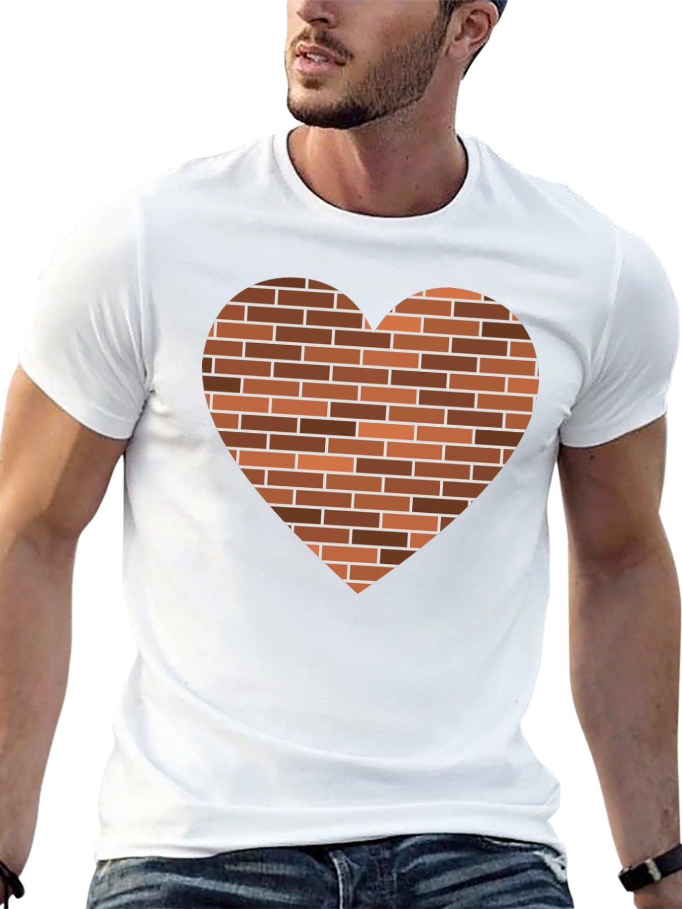 Black Brick Heart Graphic Tee - Unique Casual Shirt view 13