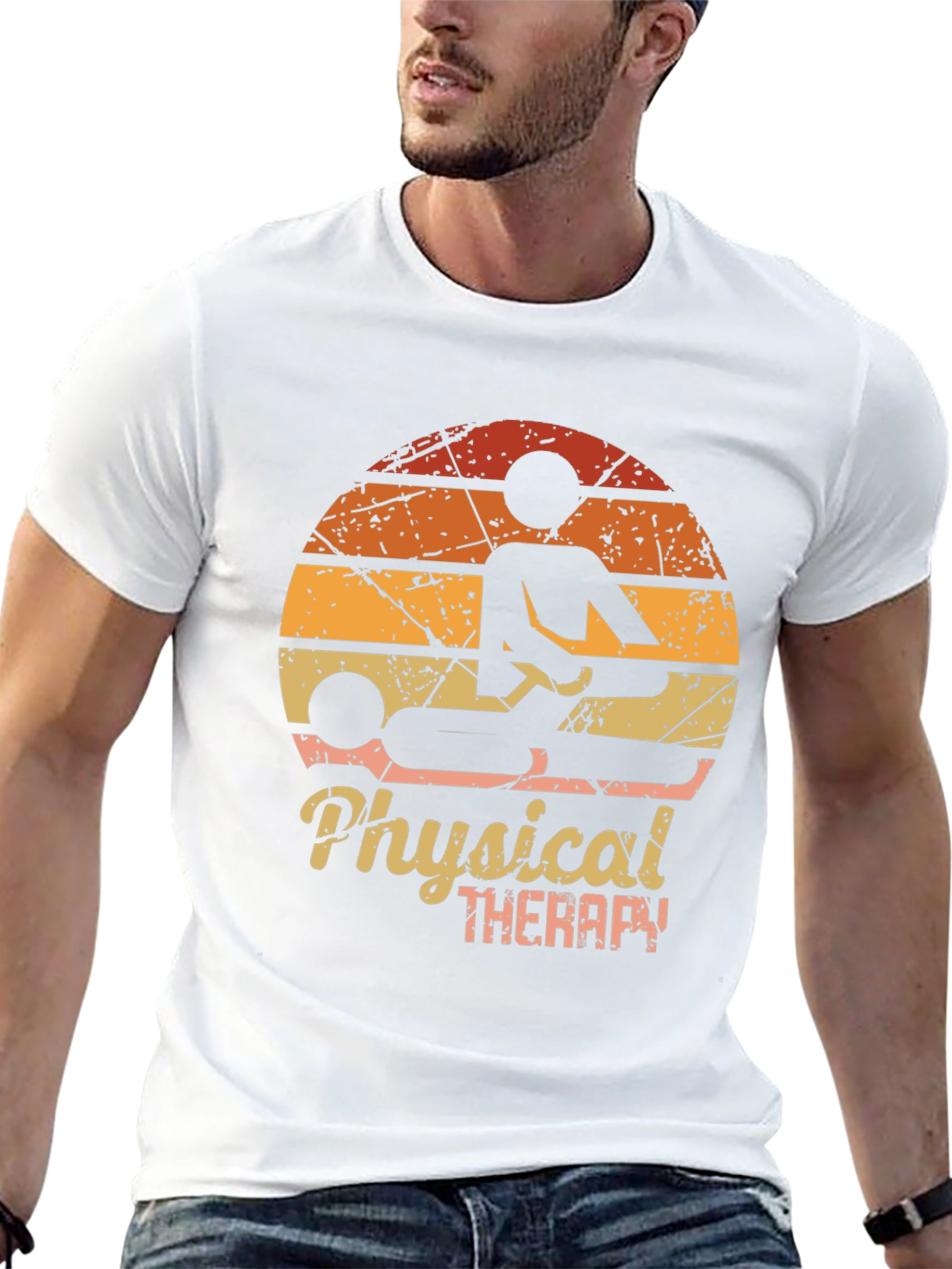 Black Physical Therapy Graphic Tee - Vintage Sunset Design view 13