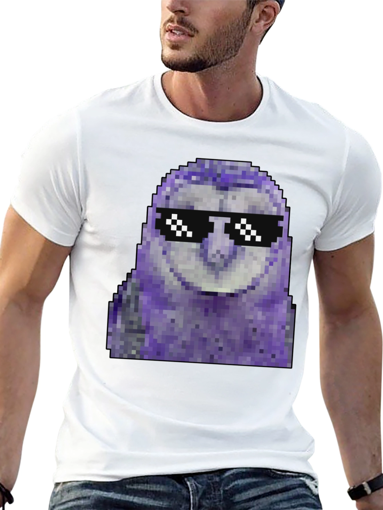 Black Pixel Owl T-Shirt - Cool Deal With It Shades view 13