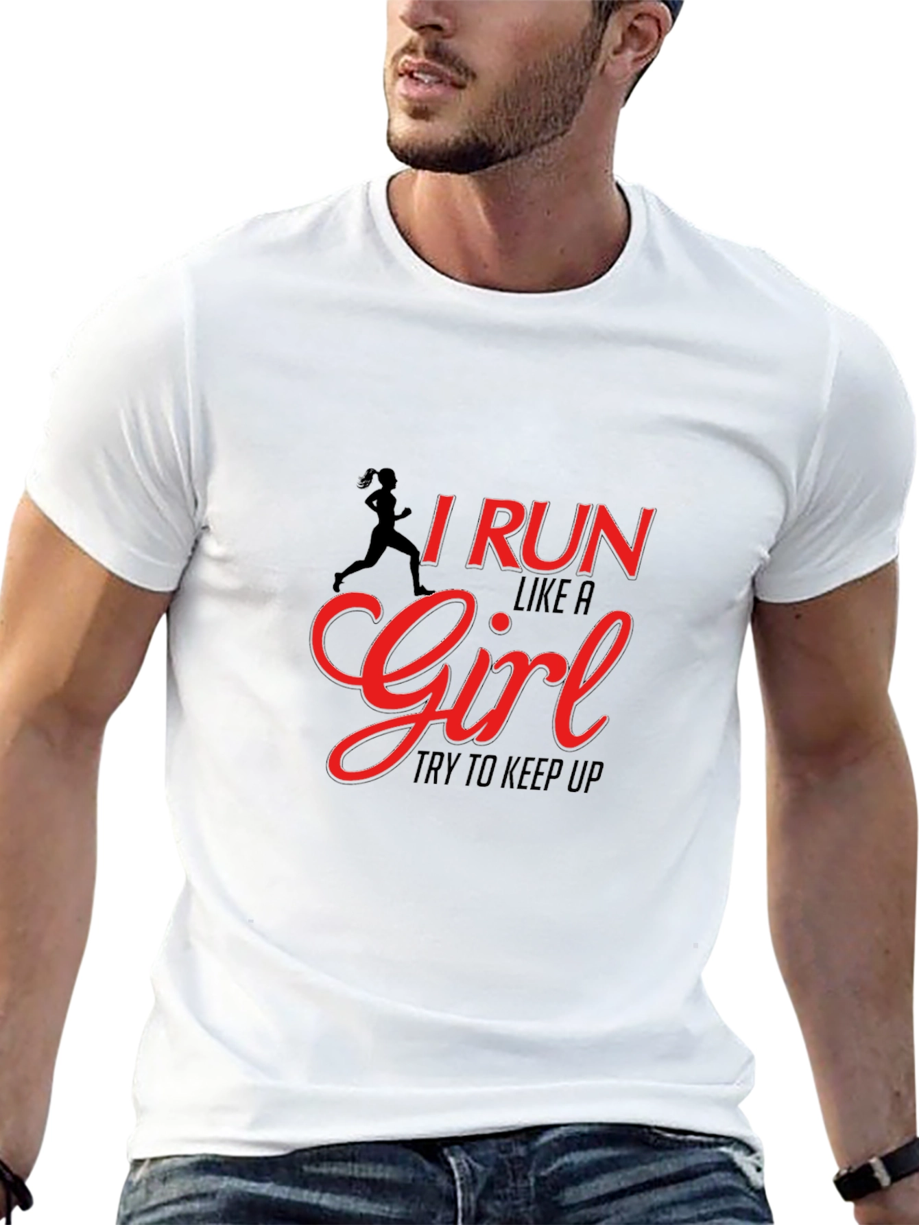 Black I Run Like A Girl Black T-Shirt view 13