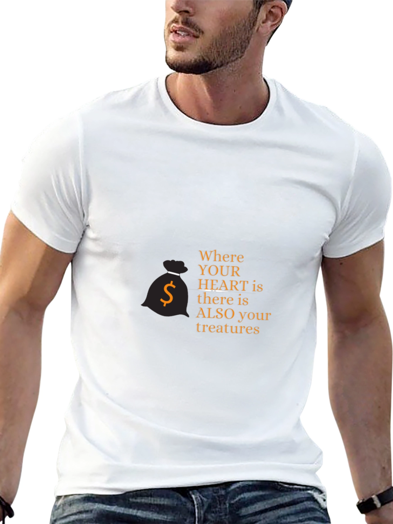 Black Men's Black Graphic Tee: Where Your Heart Is view 13