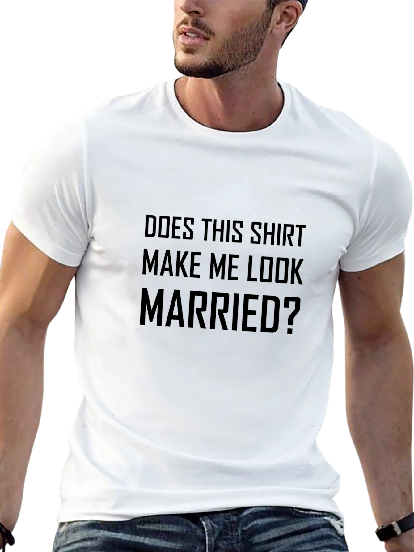 Black Funny 'Does This Shirt Make Me Look Married?' Graphic Tee view 13