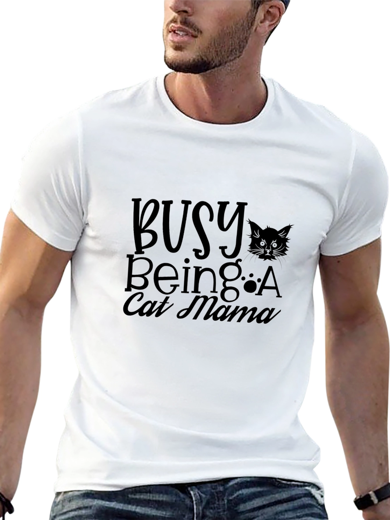 Black Busy Being A Cat Mama T-Shirt - Black view 13