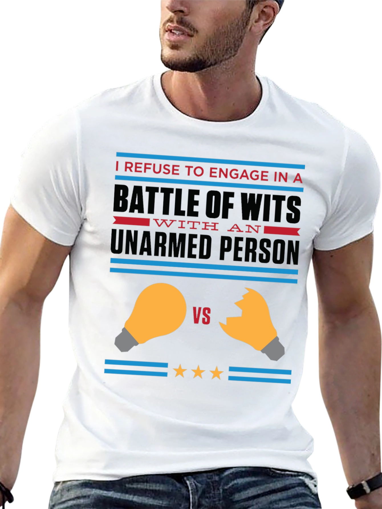 Black Funny "Battle of Wits" Graphic Tee view 13