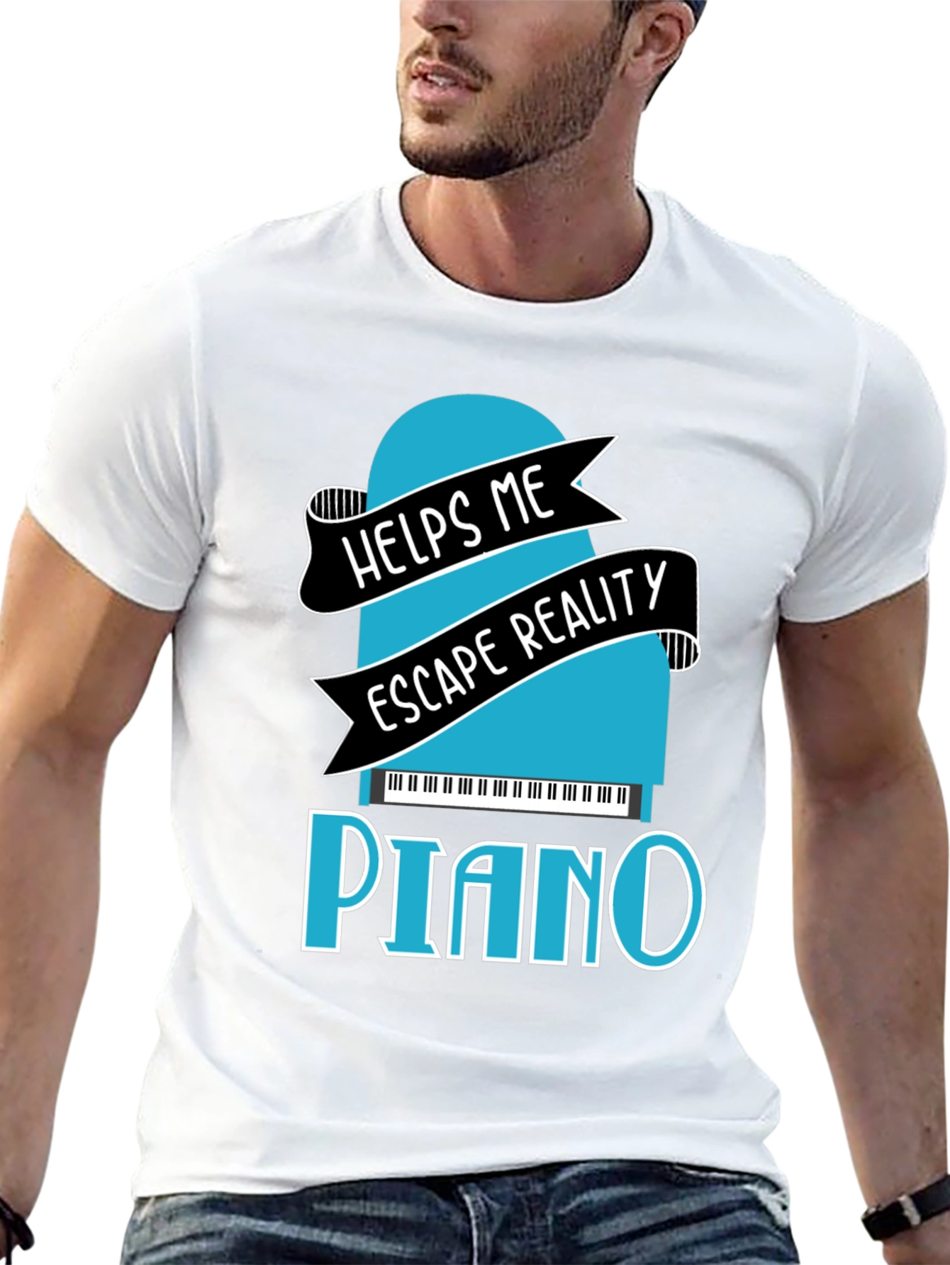 Black Piano Escape Reality Graphic T-Shirt view 13