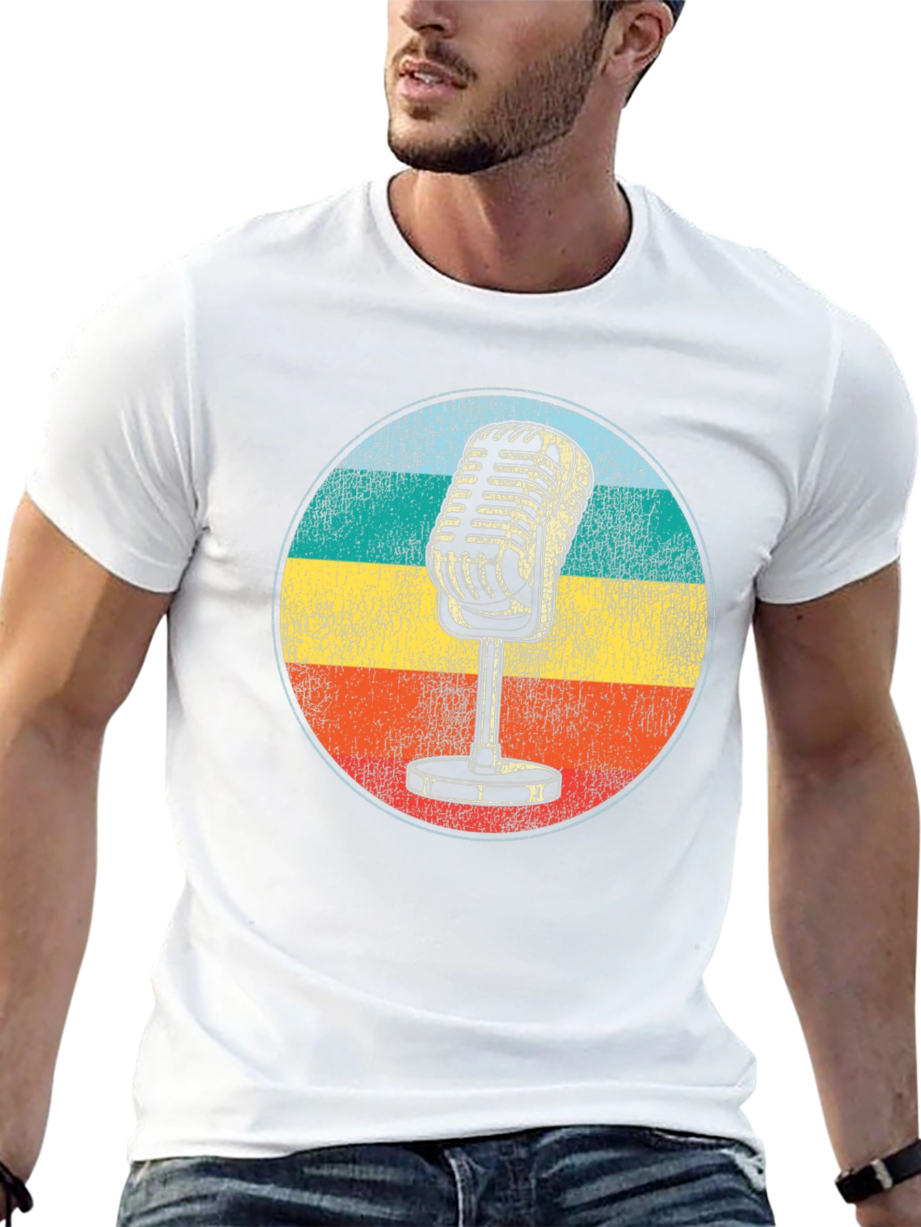 Black Vintage Microphone Graphic Tee view 13