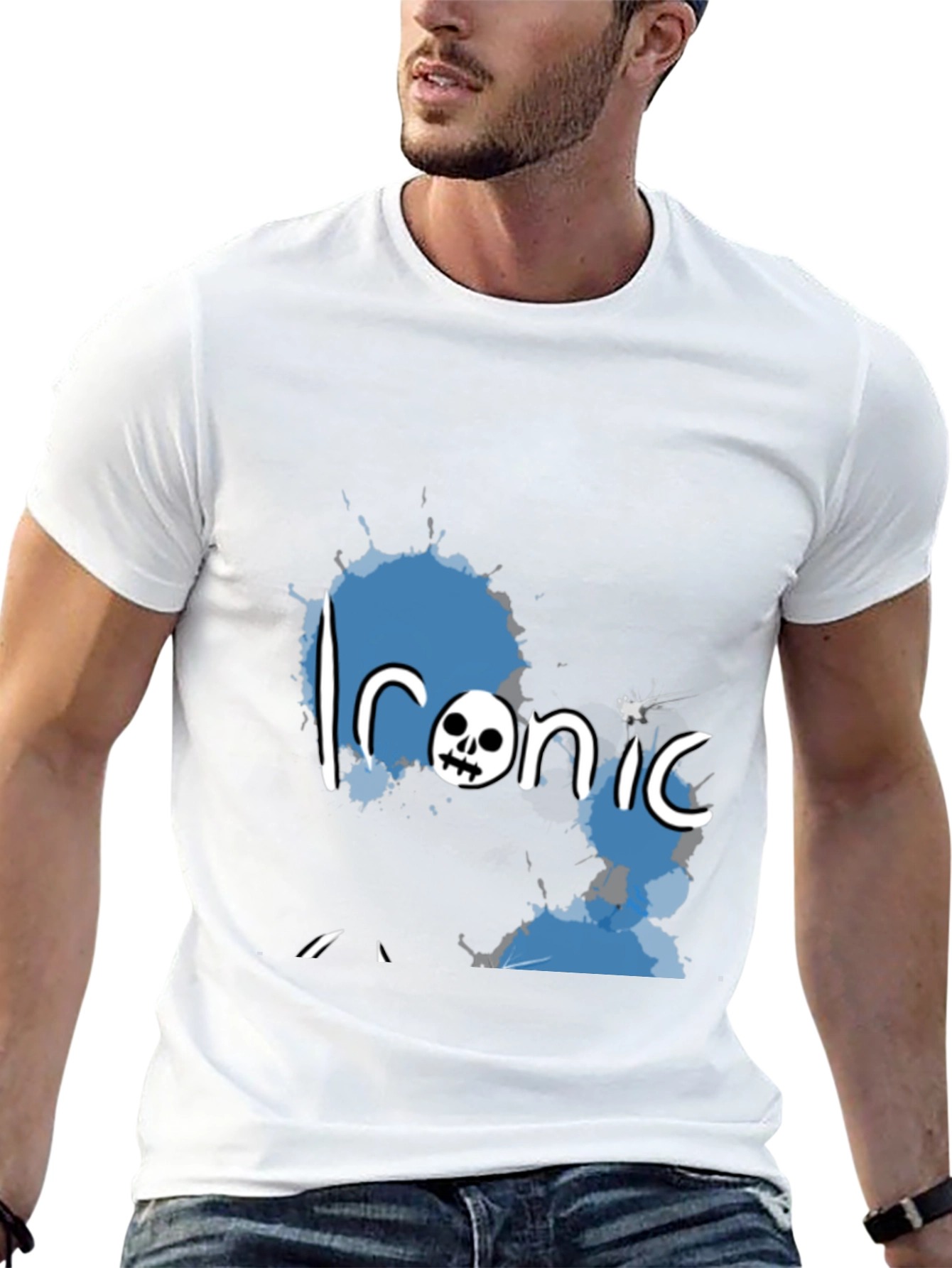 Black Ironic Skull Graphic Black T-Shirt view 13