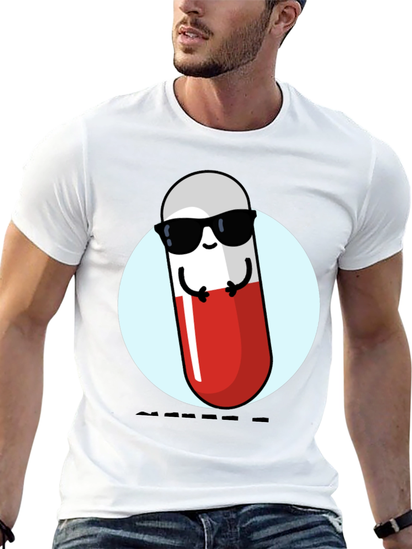 Black Cool Pill T-Shirt - Fun Novelty Graphic Tee view 13
