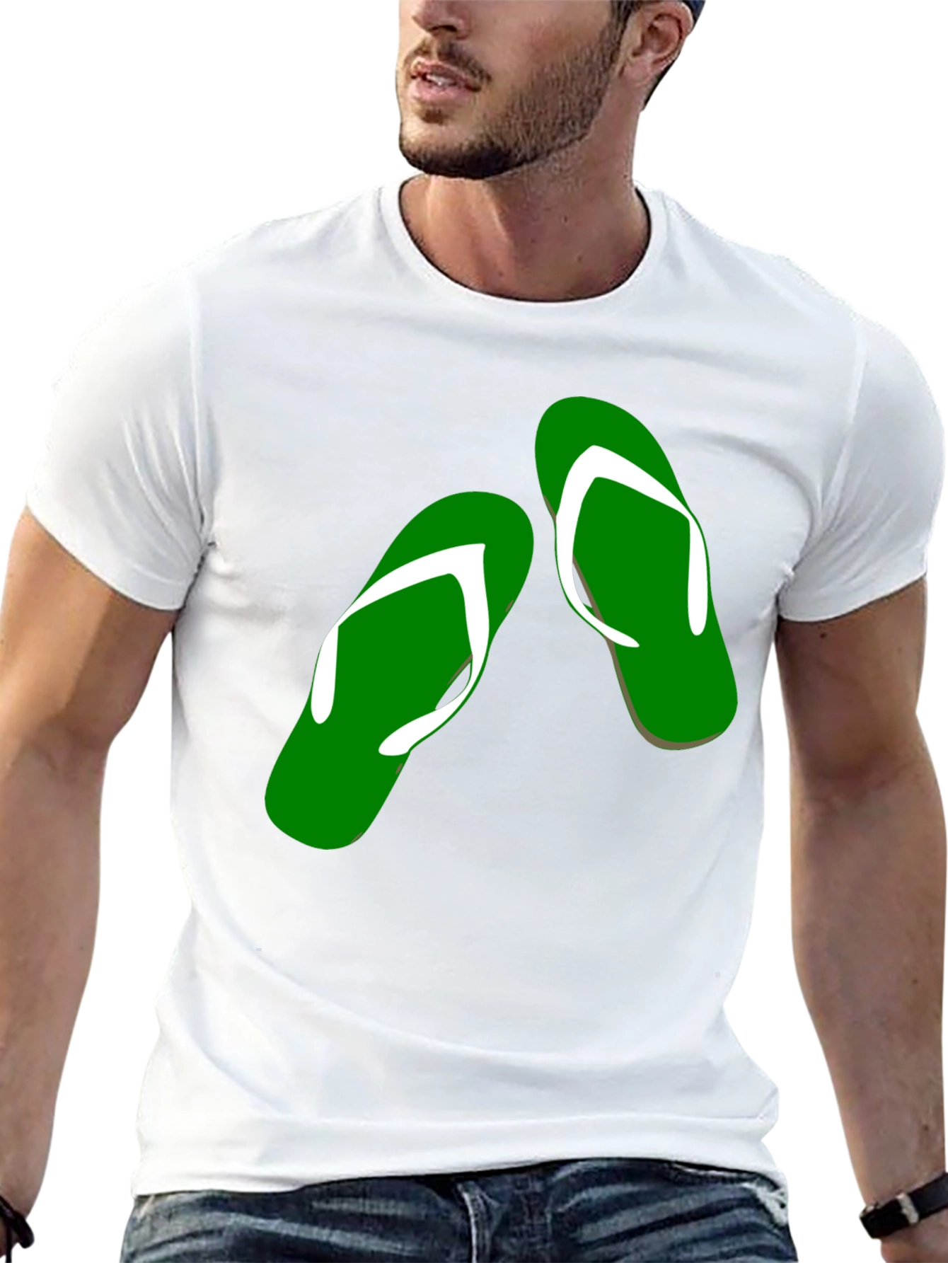 Black Green Flip Flop Graphic Tee - Casual Style view 13
