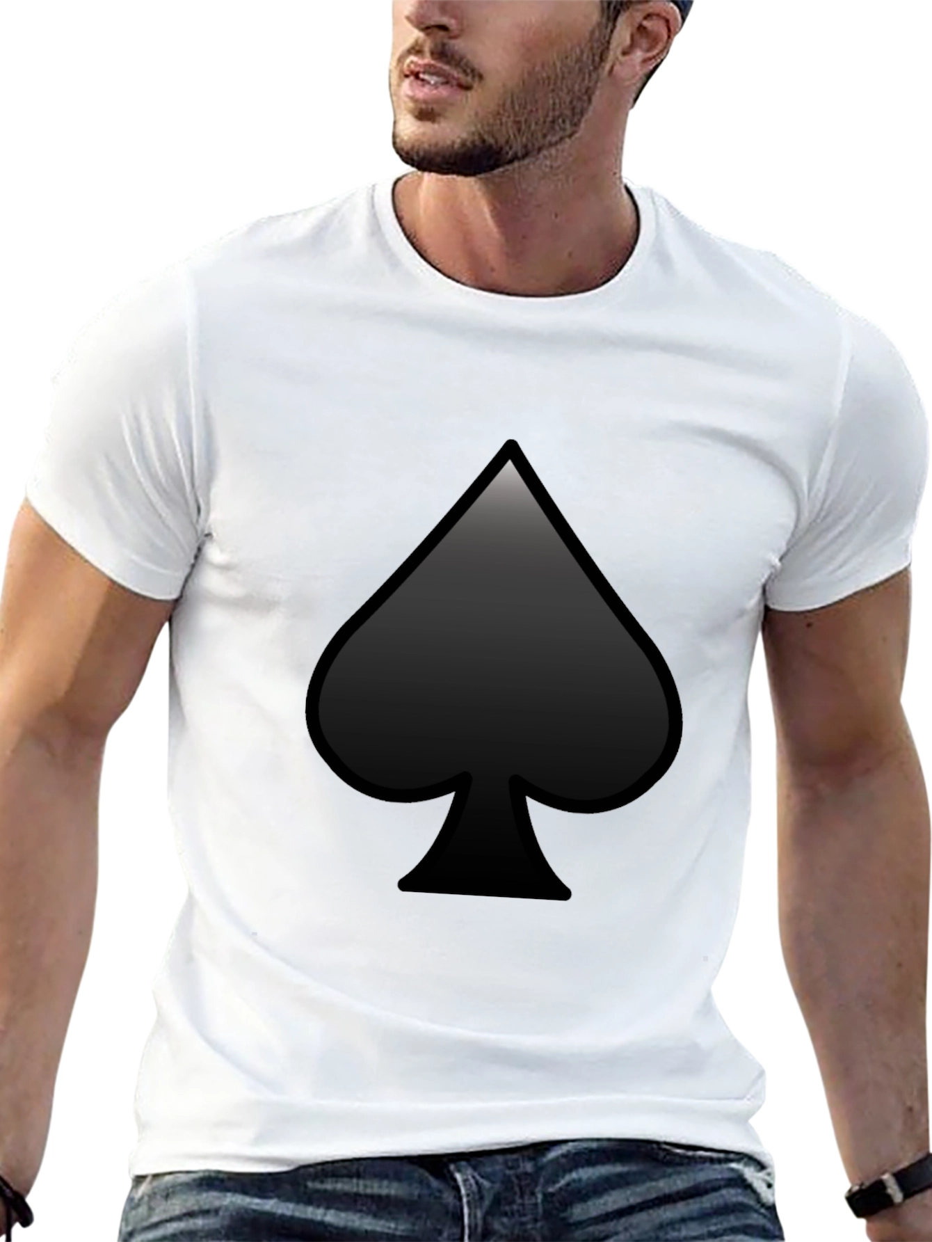 Black Men's Black Spade Graphic T-Shirt view 13