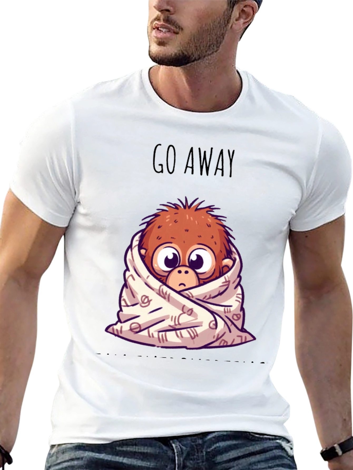 Black Cozy Monkey Graphic T-Shirt - Go Away view 13