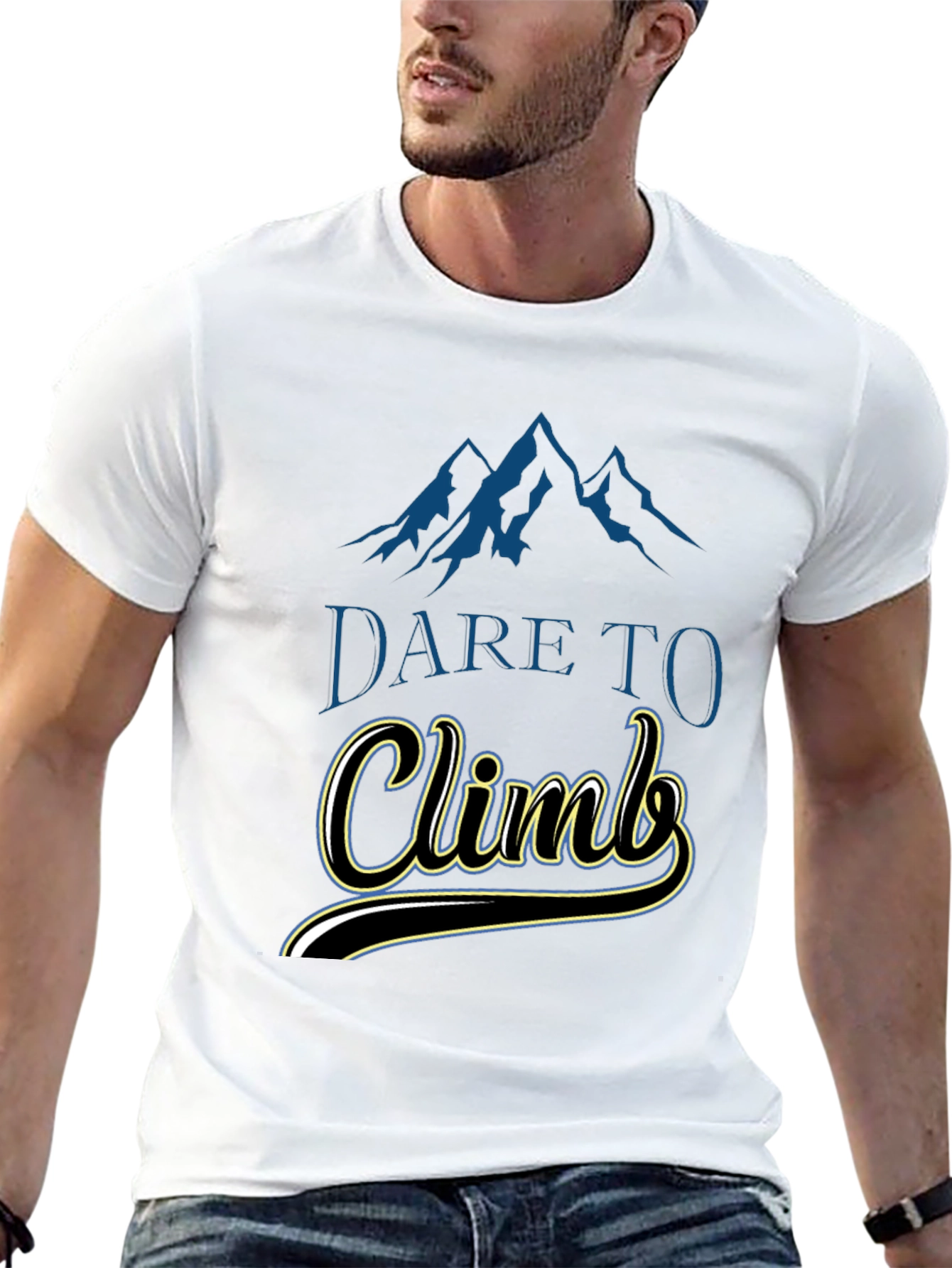 Black Dare To Climb Graphic Tee - Black Cotton T-Shirt view 13