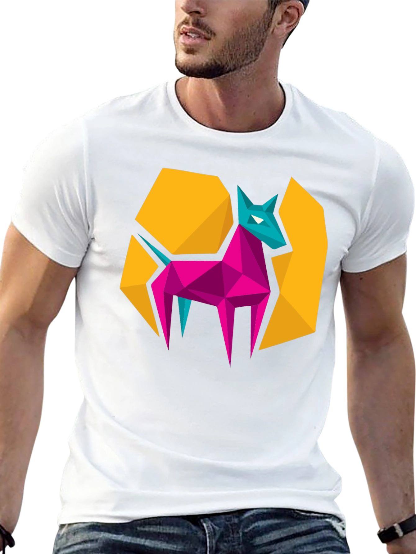 Black Geometric Animal Graphic Tee - Modern Design view 13