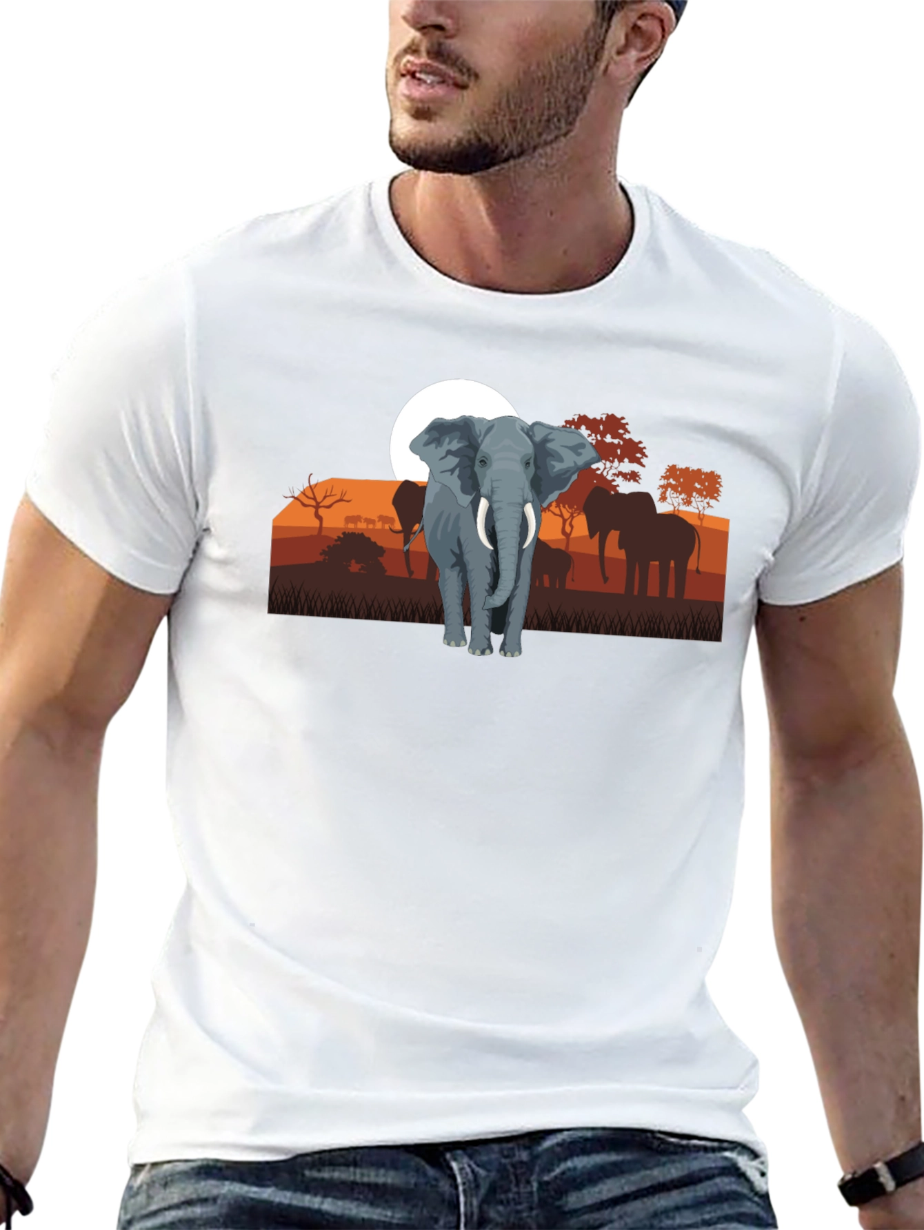 Black Elephant Sunset Graphic Tee - Wildlife Shirt view 13