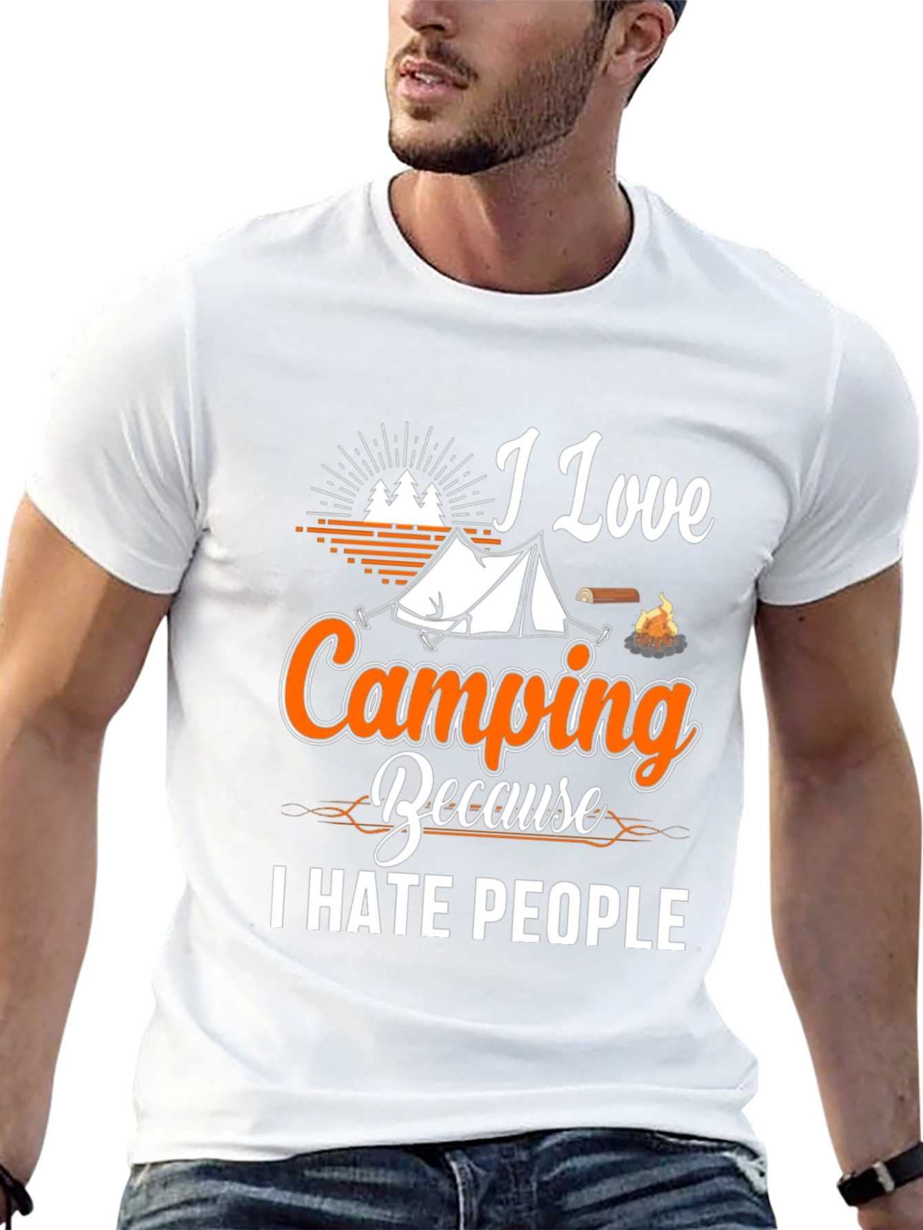 Black Camping Humor Graphic Tee - I Love Camping, I Hate People T-Shirt view 13