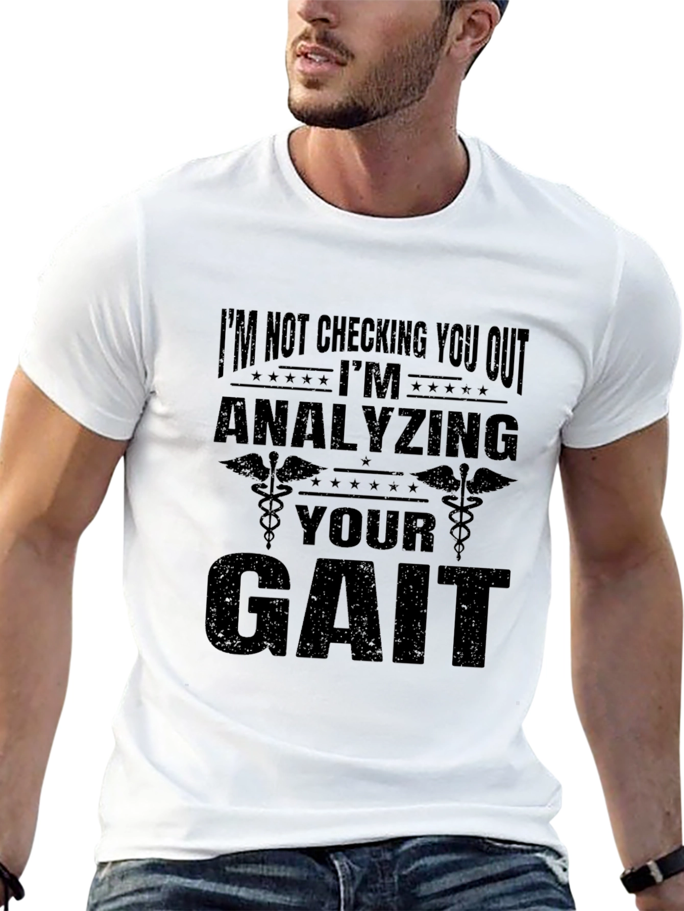 Black Analyzing Your Gait Funny Graphic T-Shirt view 13