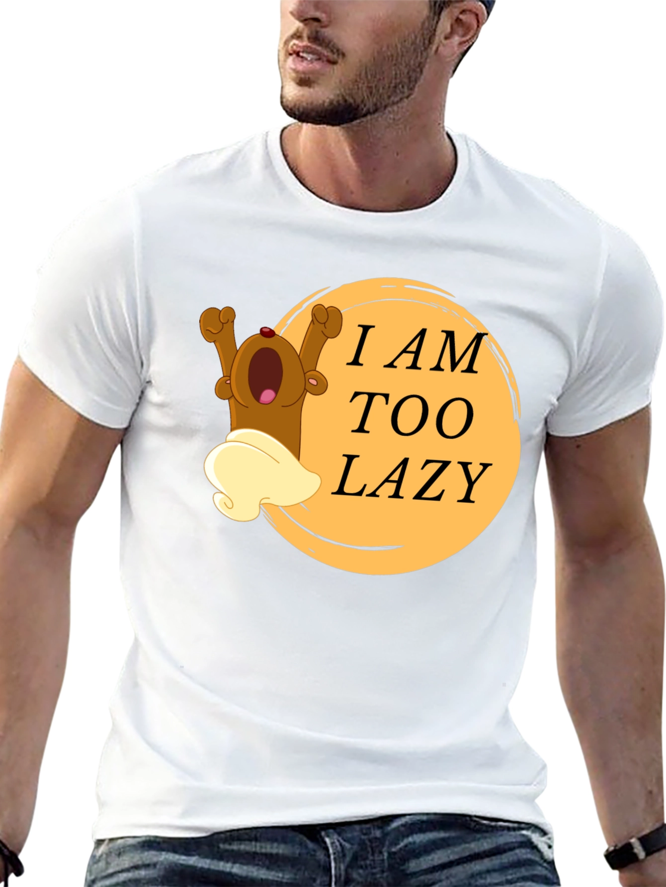 Black Lazy Bear Cartoon Graphic T-Shirt view 13