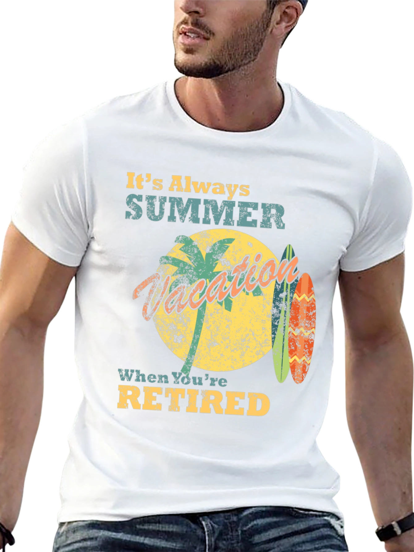 Black Retired Summer Vacation T-Shirt view 13