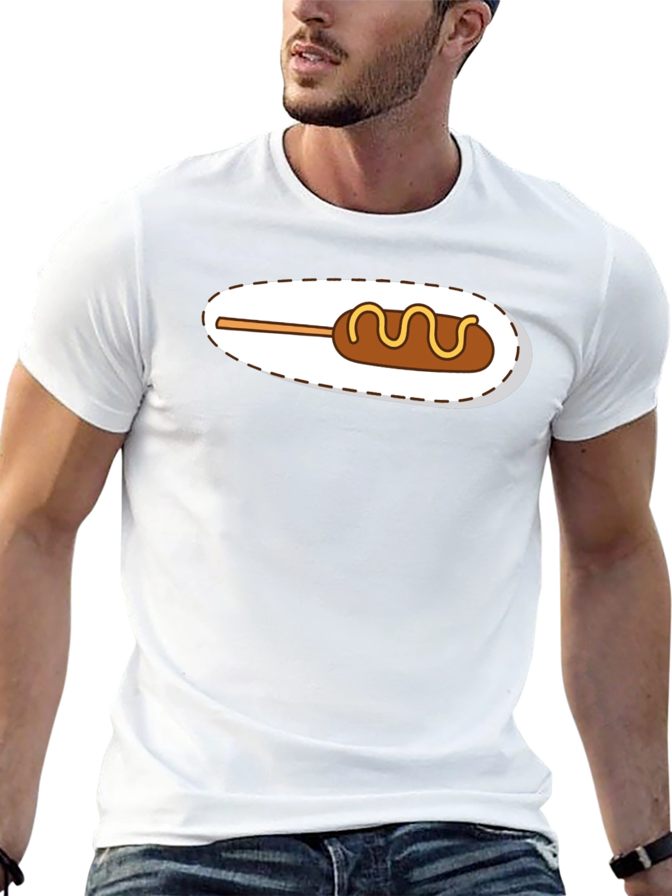 Black Novelty Corn Dog Graphic T-Shirt view 13