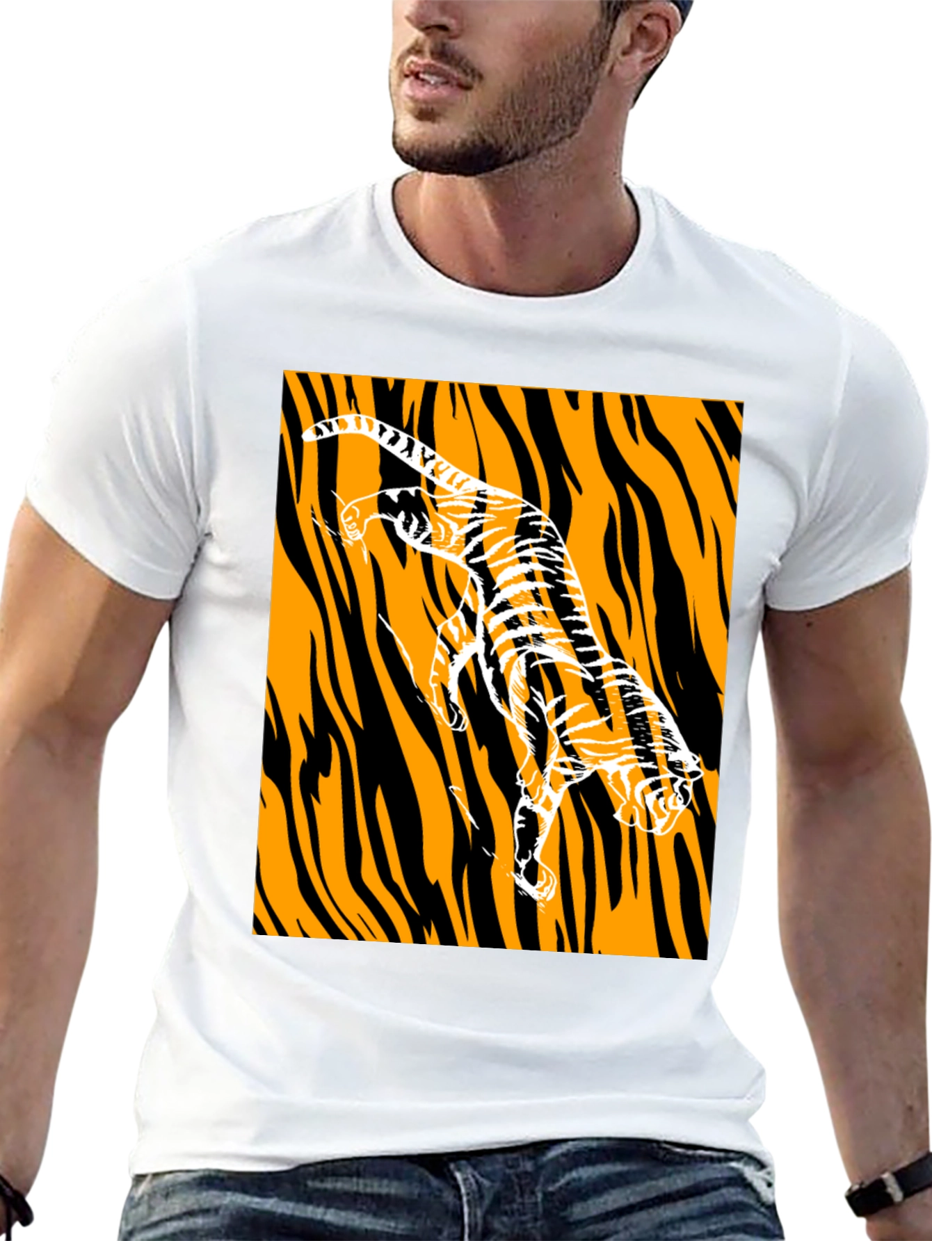 Black Tiger Graphic Print Black T-Shirt view 13