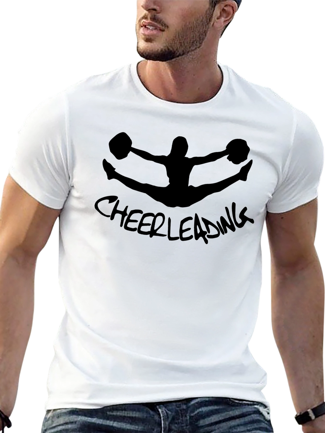 Cheerleading Silhouette Black Graphic T-Shirt - 13