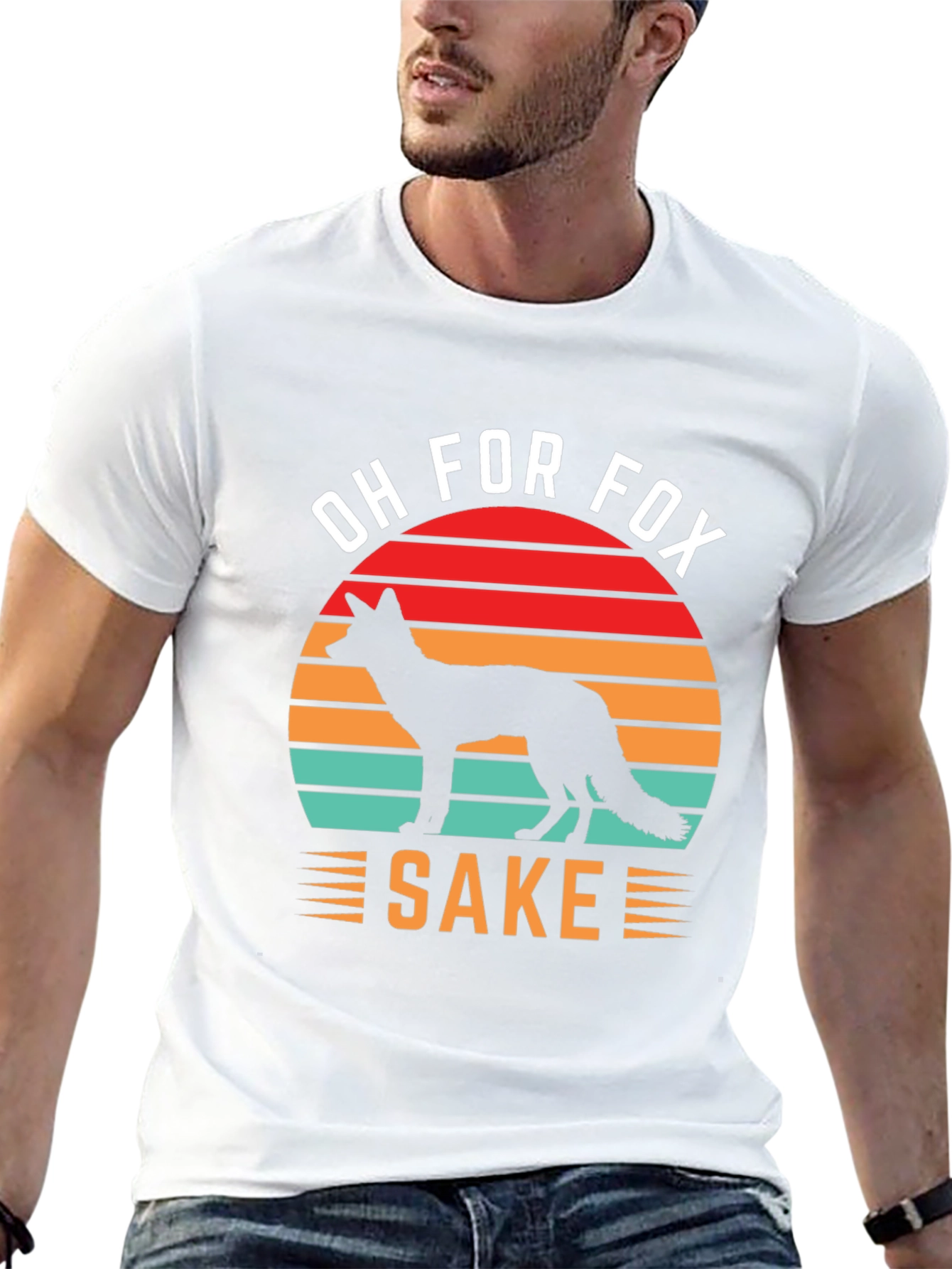 Black Oh For Fox Sake T-Shirt, Novelty Fox Lover Tee view 13