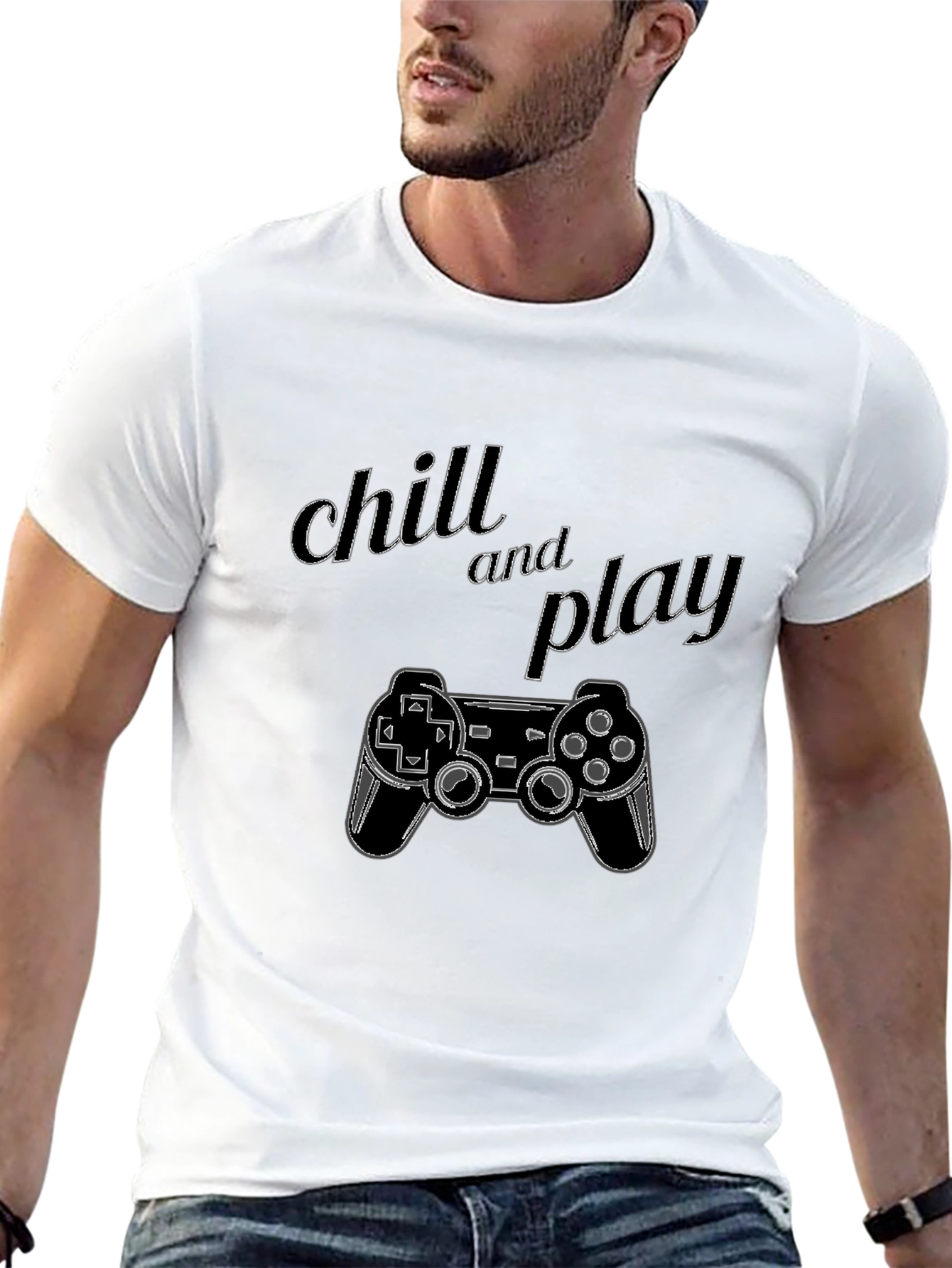 Black Chill and Play Gaming Controller Graphic Black T-Shirt view 13