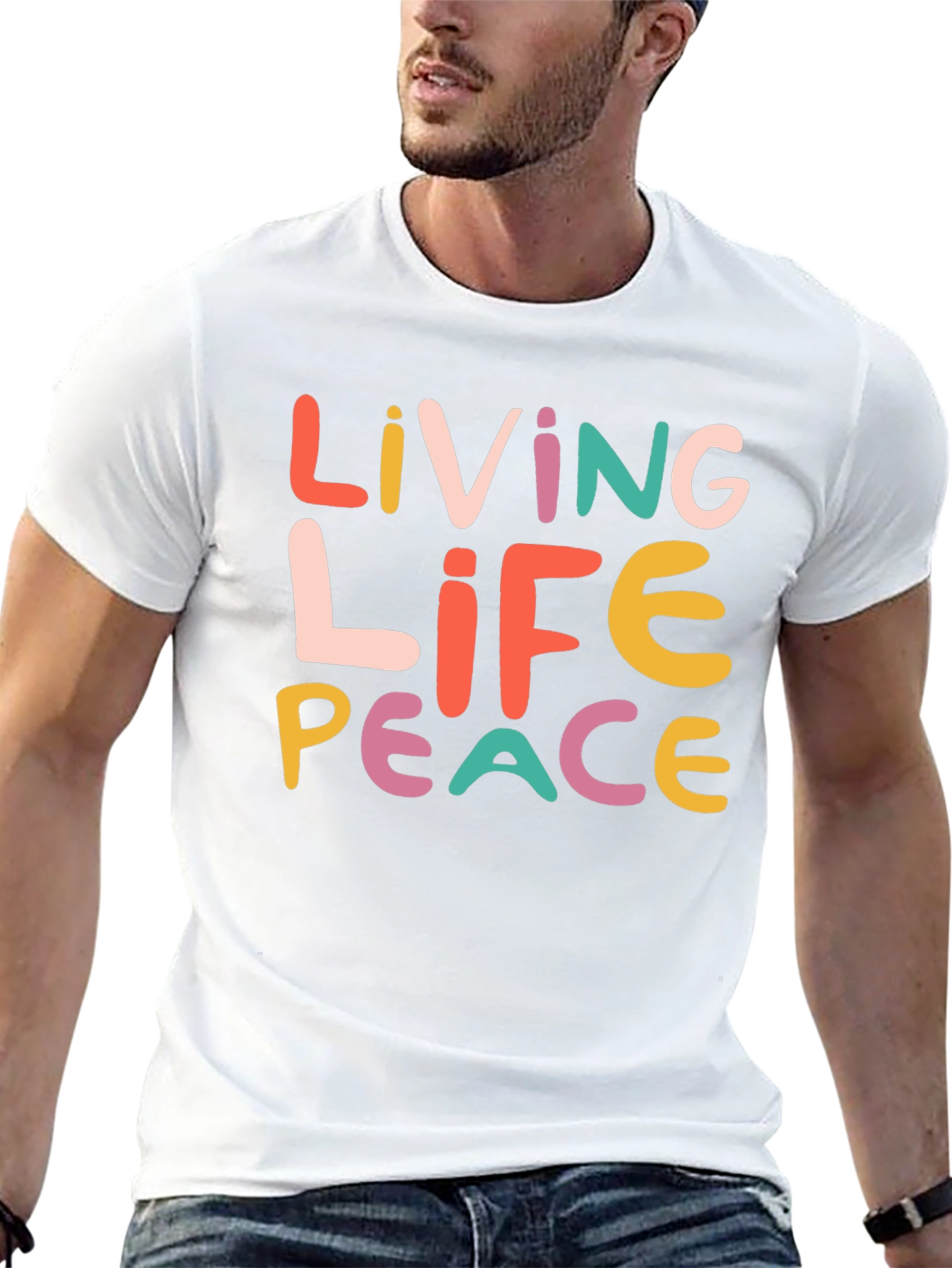 Black Living Life Peace Graphic T-Shirt - Unisex view 13