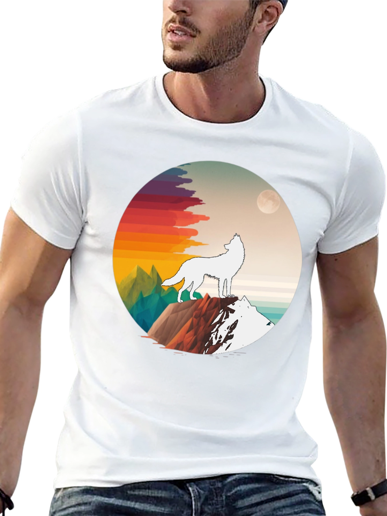 Black Wolf Mountain Graphic Tee - Black Unisex T-Shirt view 13