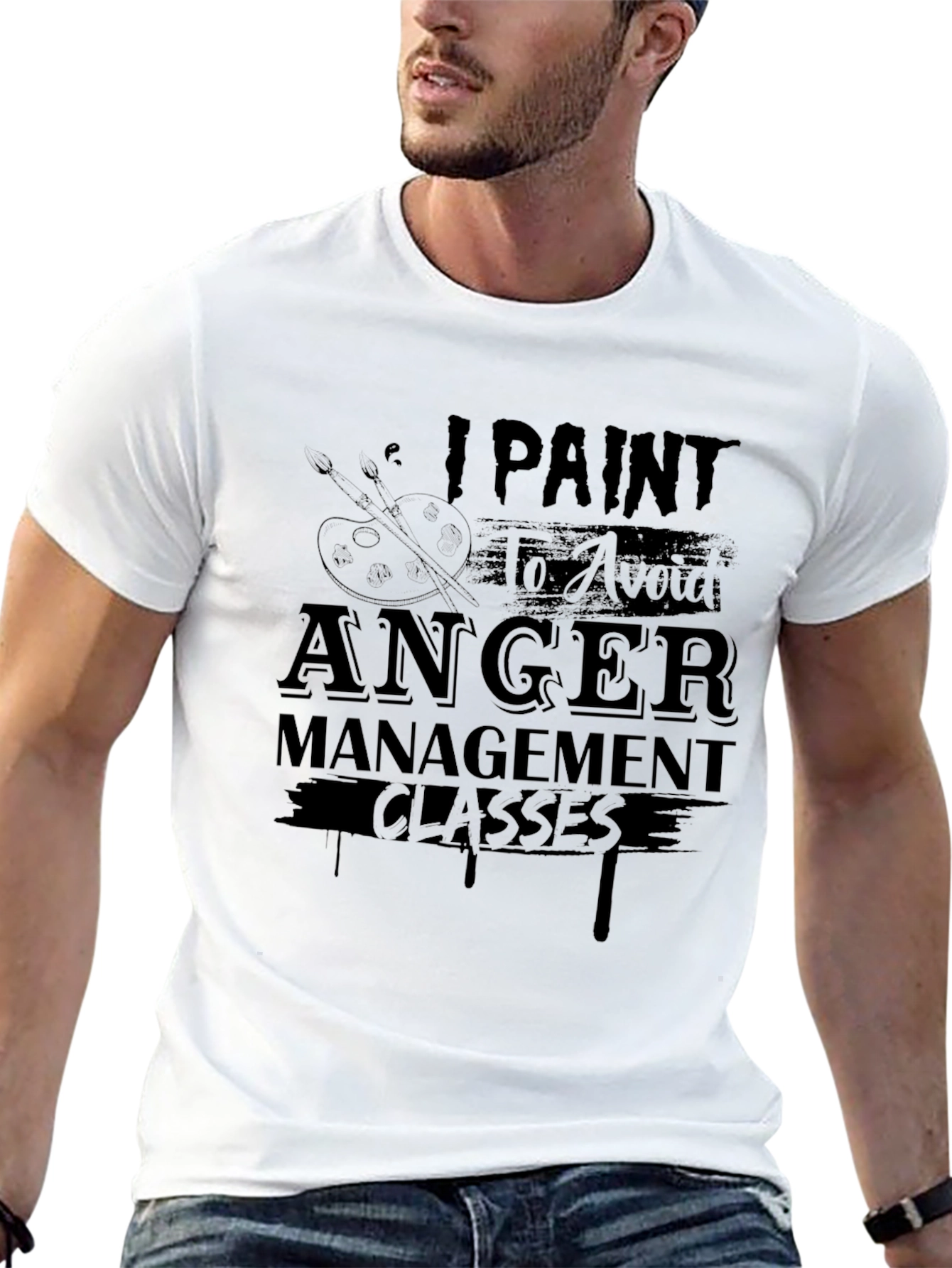 Black I Paint to Avoid Anger Management Classes T-Shirt view 13
