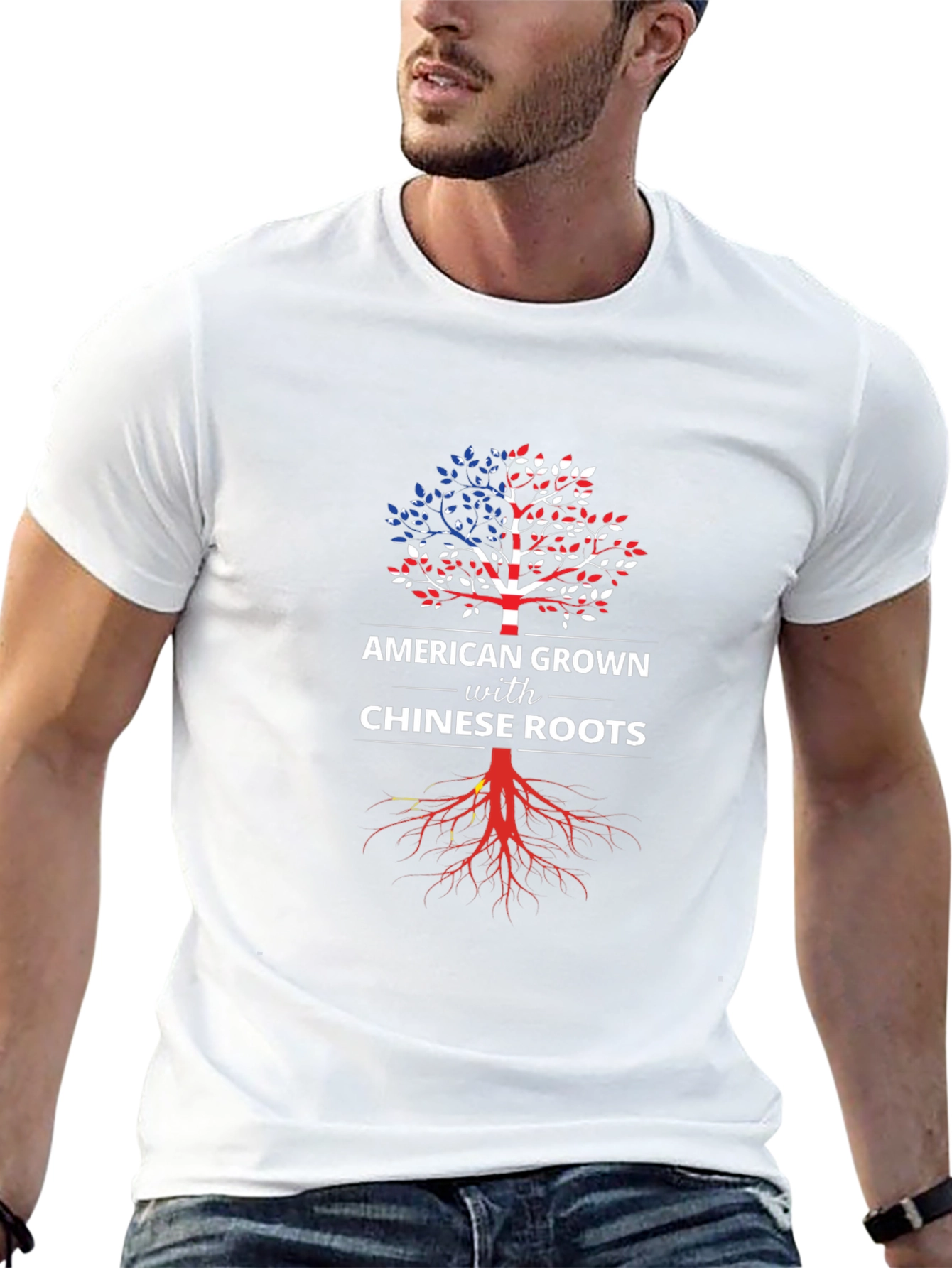 Black American Grown with Chinese Roots T-Shirt view 13