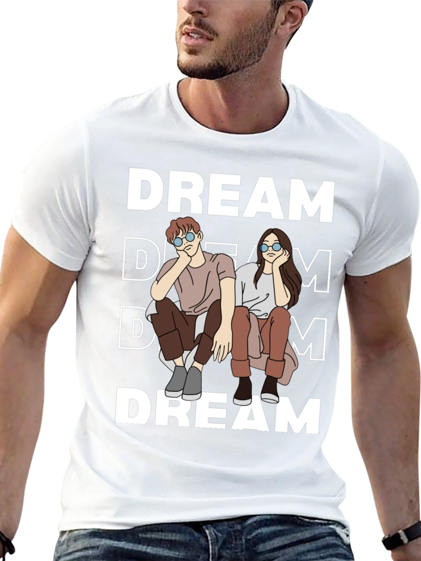 Black Dream Couple Graphic T-Shirt - Casual Unisex Tee view 13