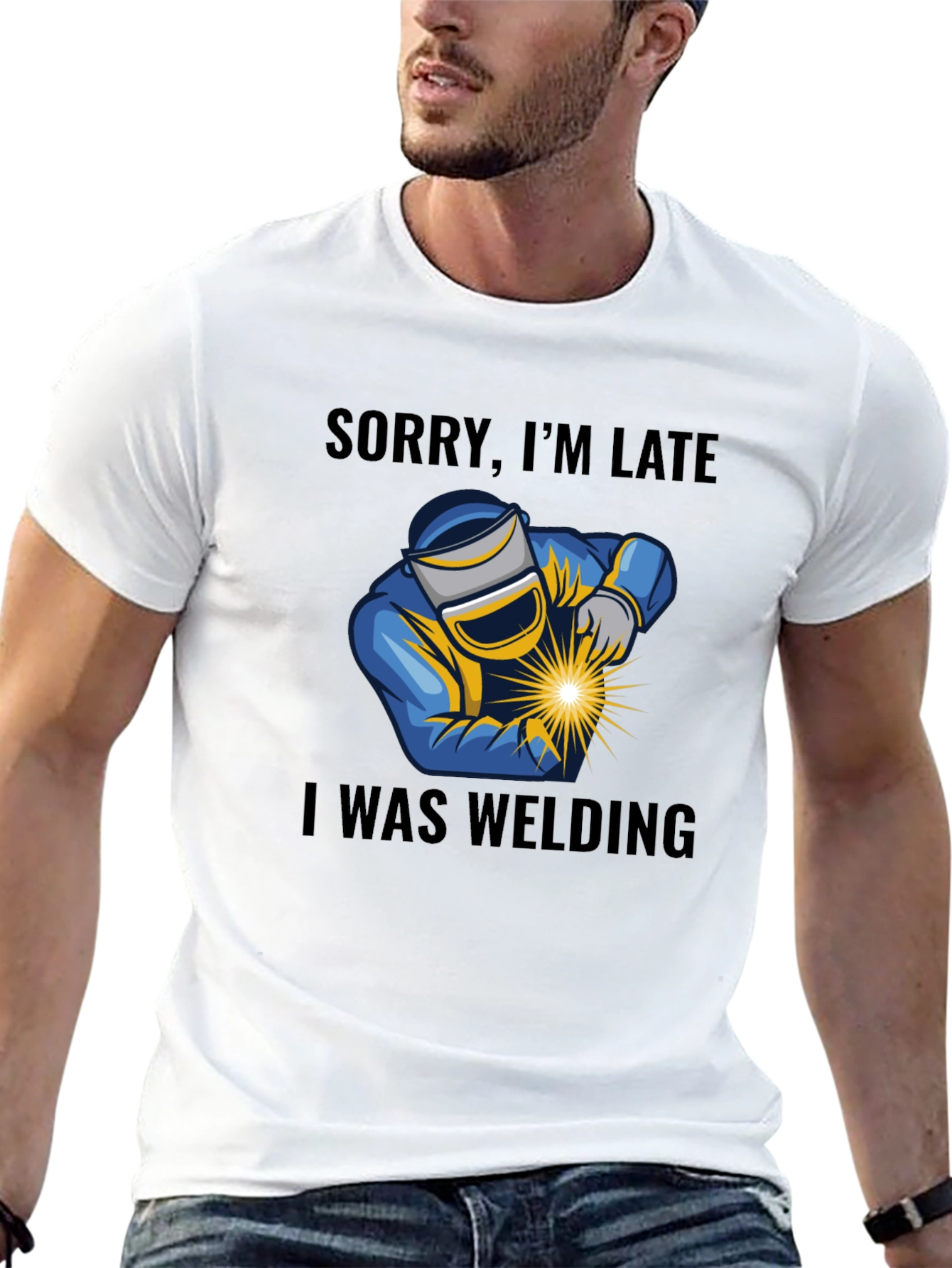 Black Welding T-Shirt - Sorry I'm Late Welder Tee view 13