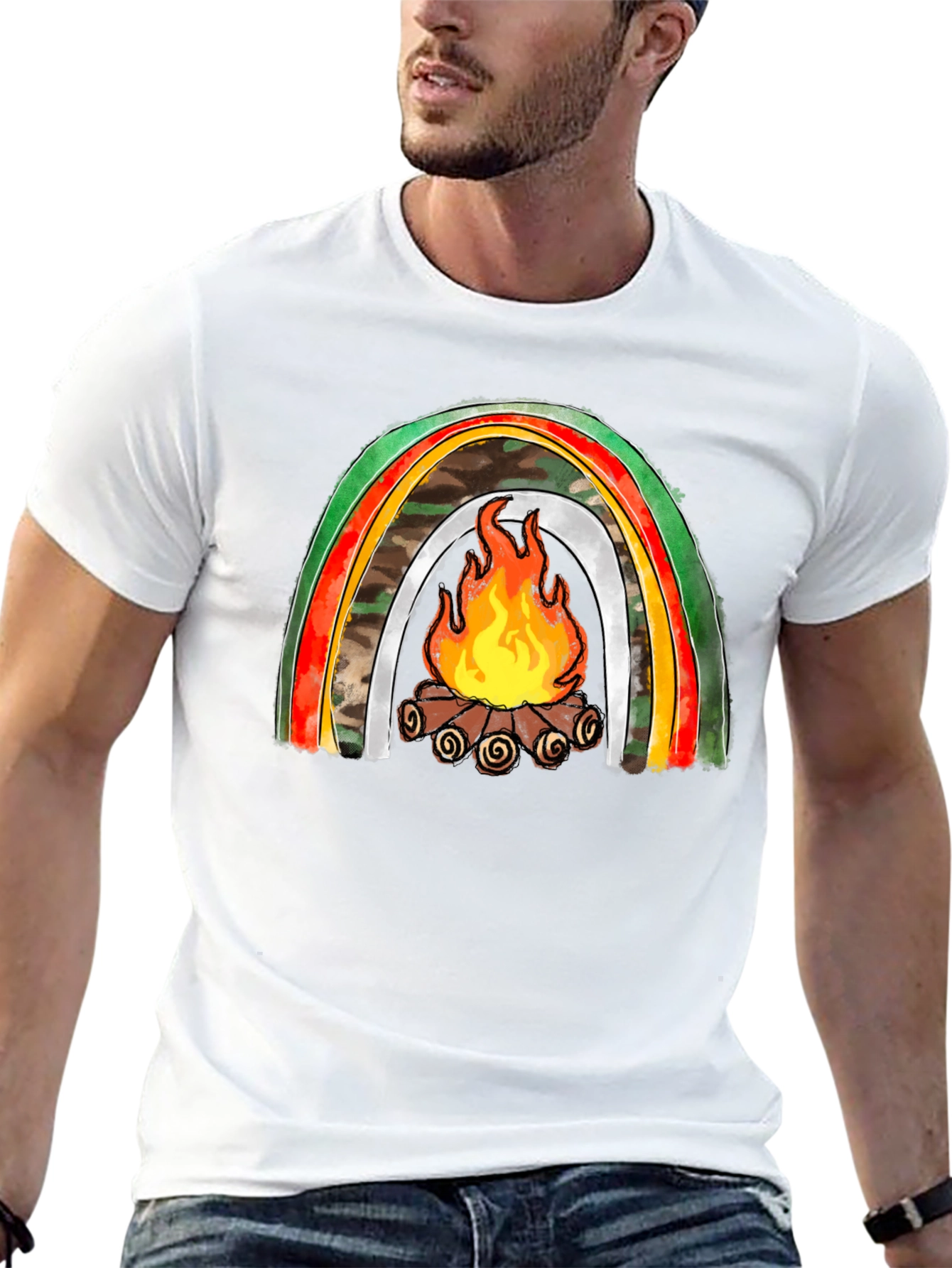 Black Campfire Rainbow Graphic Tee view 13