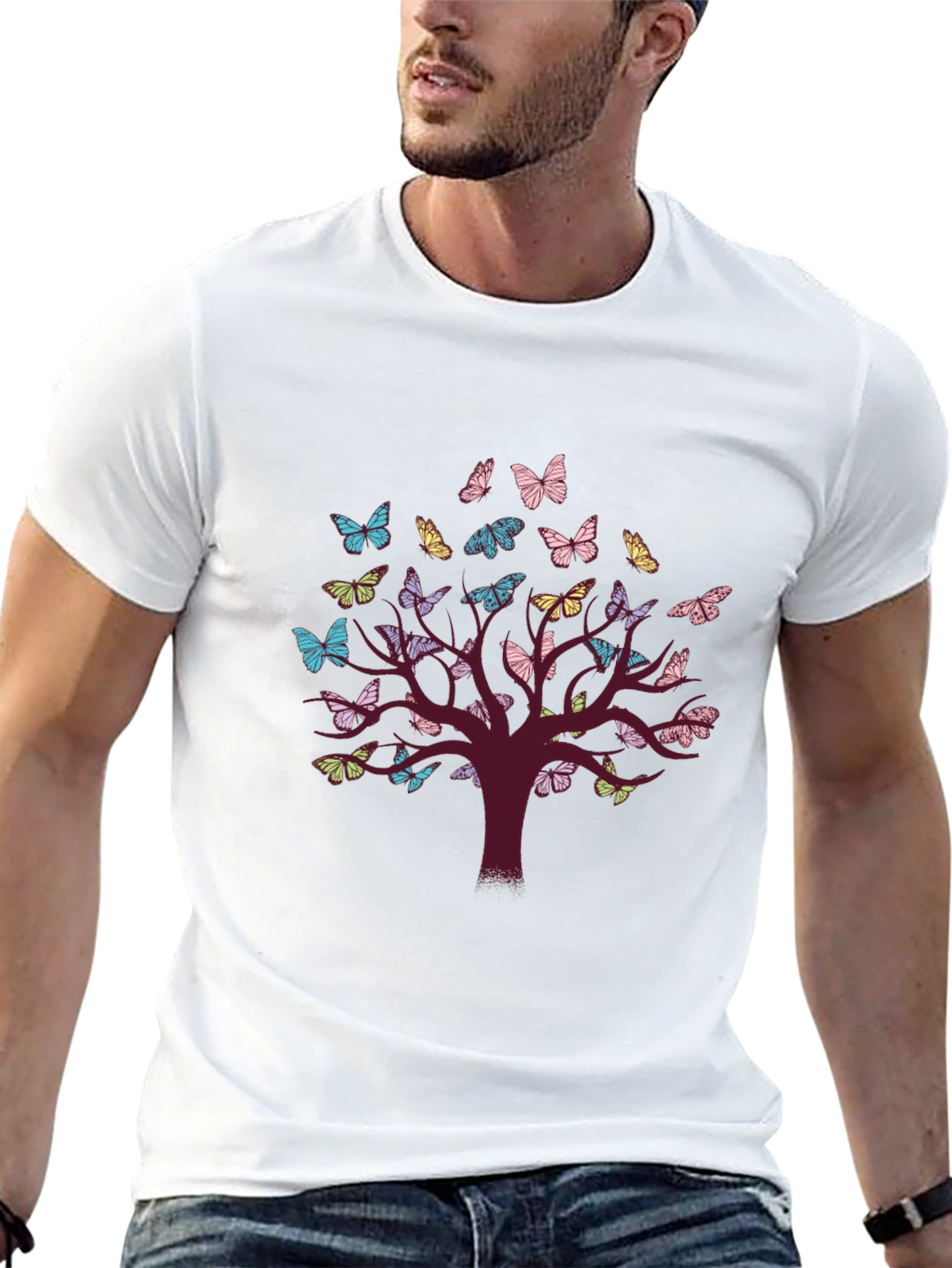 Black Butterfly Tree Graphic Tee - Unisex view 13