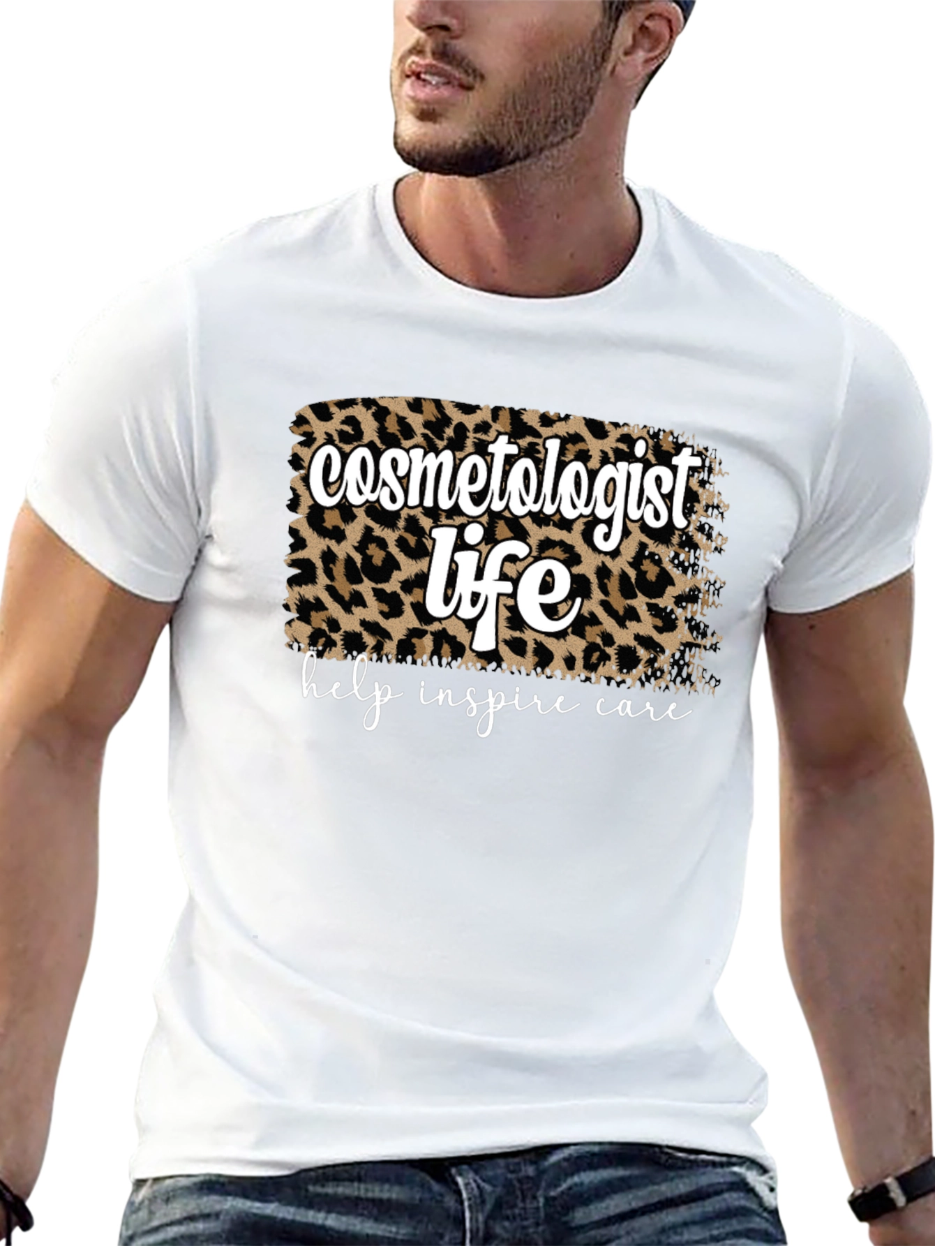 Black Cosmetologist Life Leopard Print T-Shirt view 13