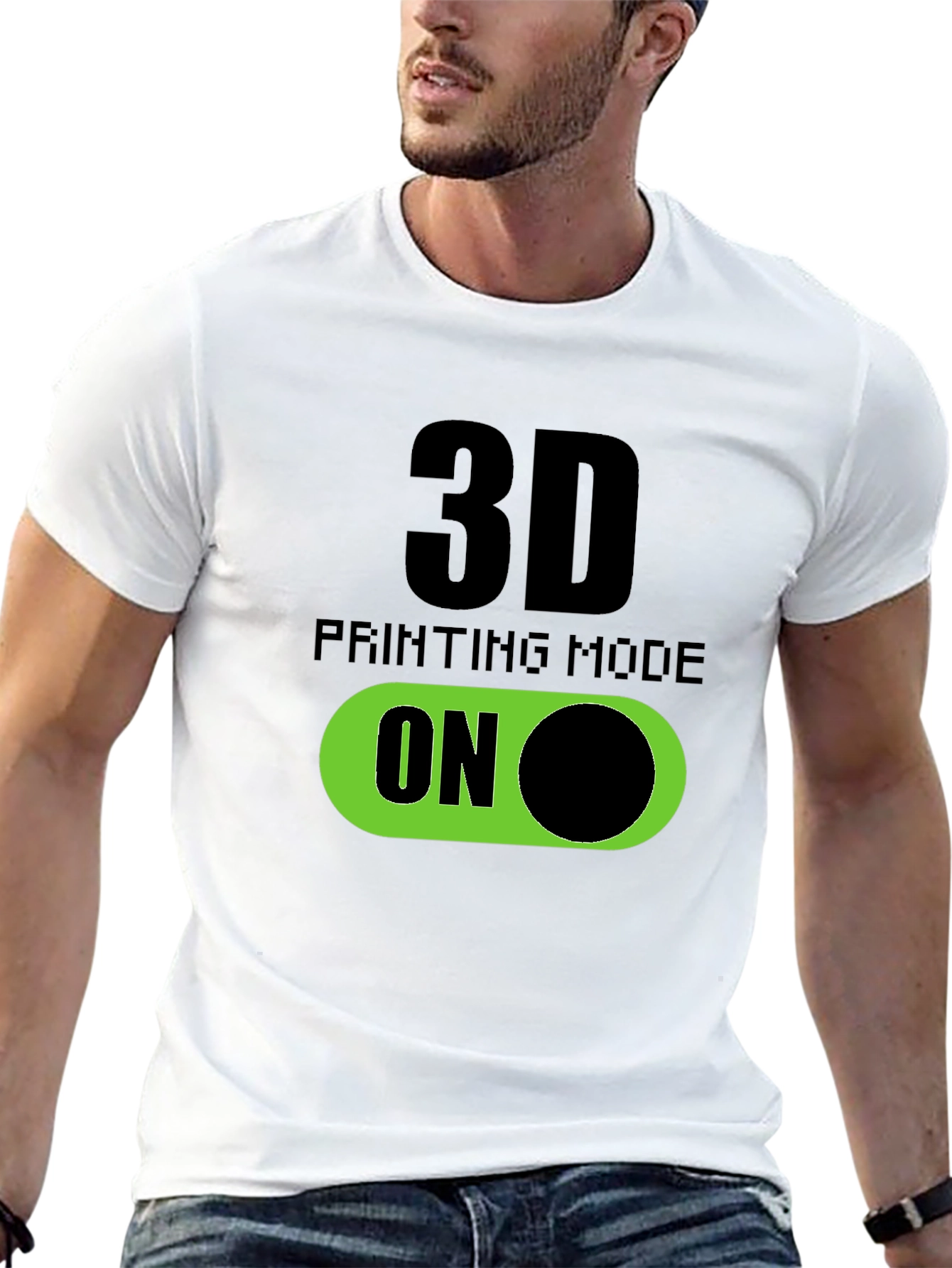 Black 3D Printing Mode On T-Shirt - Black view 13