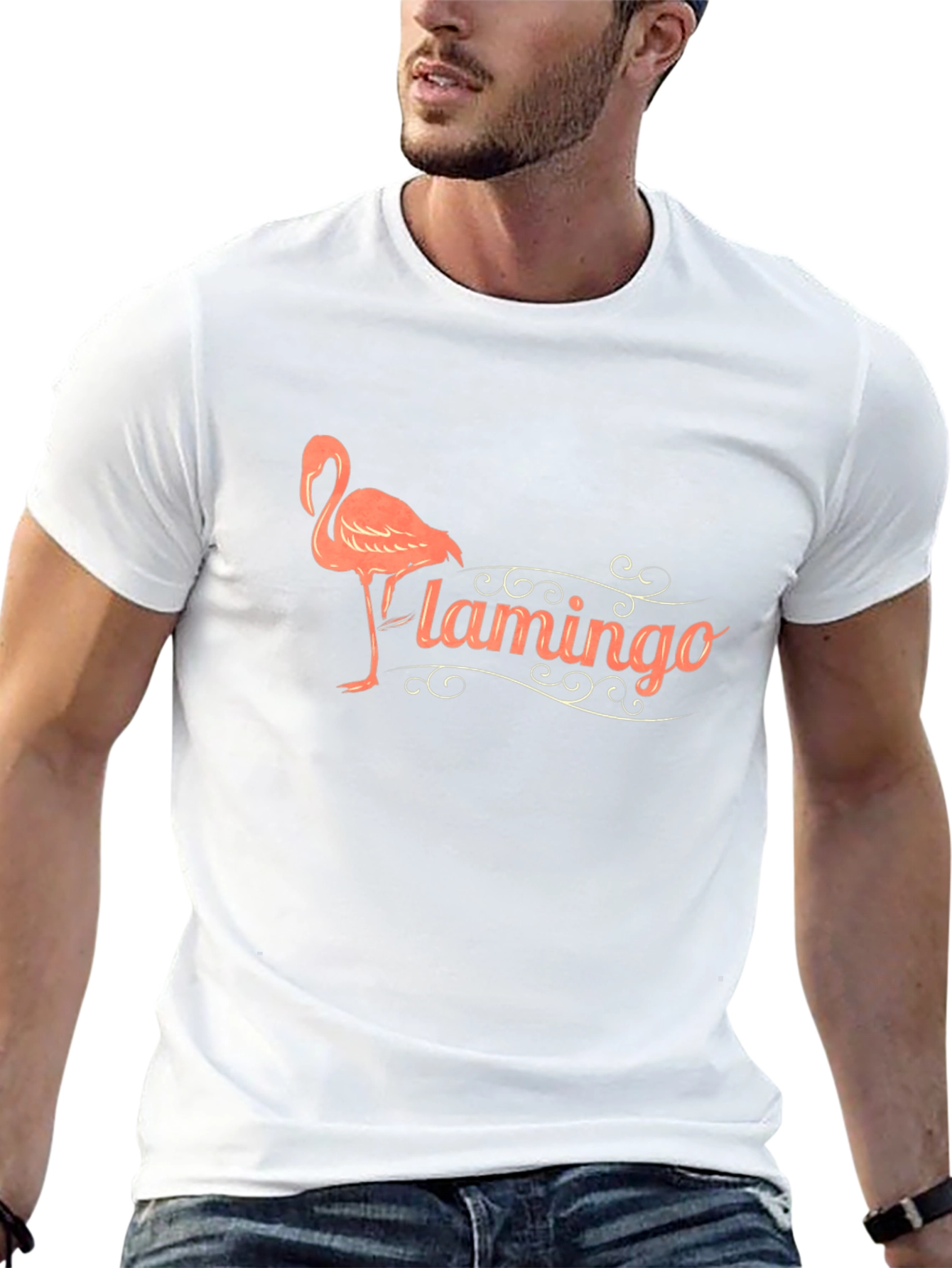 Black Flamingo Graphic Print Black T-Shirt view 13