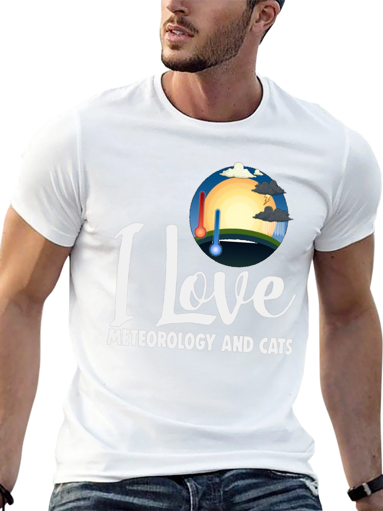Black I Love Meteorology and Cats T-Shirt view 13