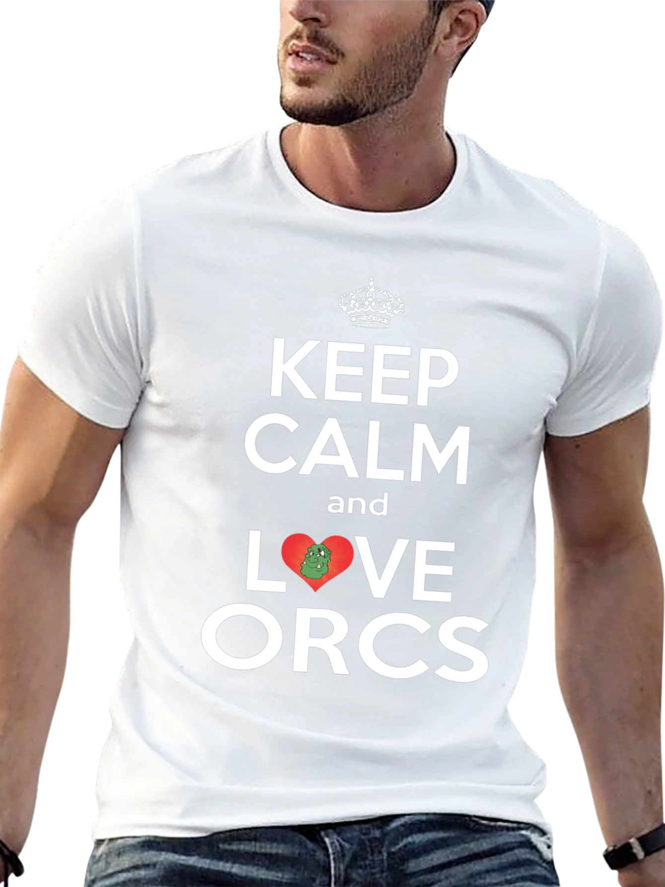 Black Keep Calm and Love Orcs T-Shirt view 13