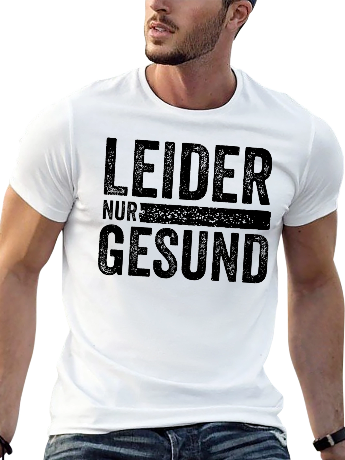 Black Leider Nur Gesund T-Shirt - Black Graphic Tee view 13