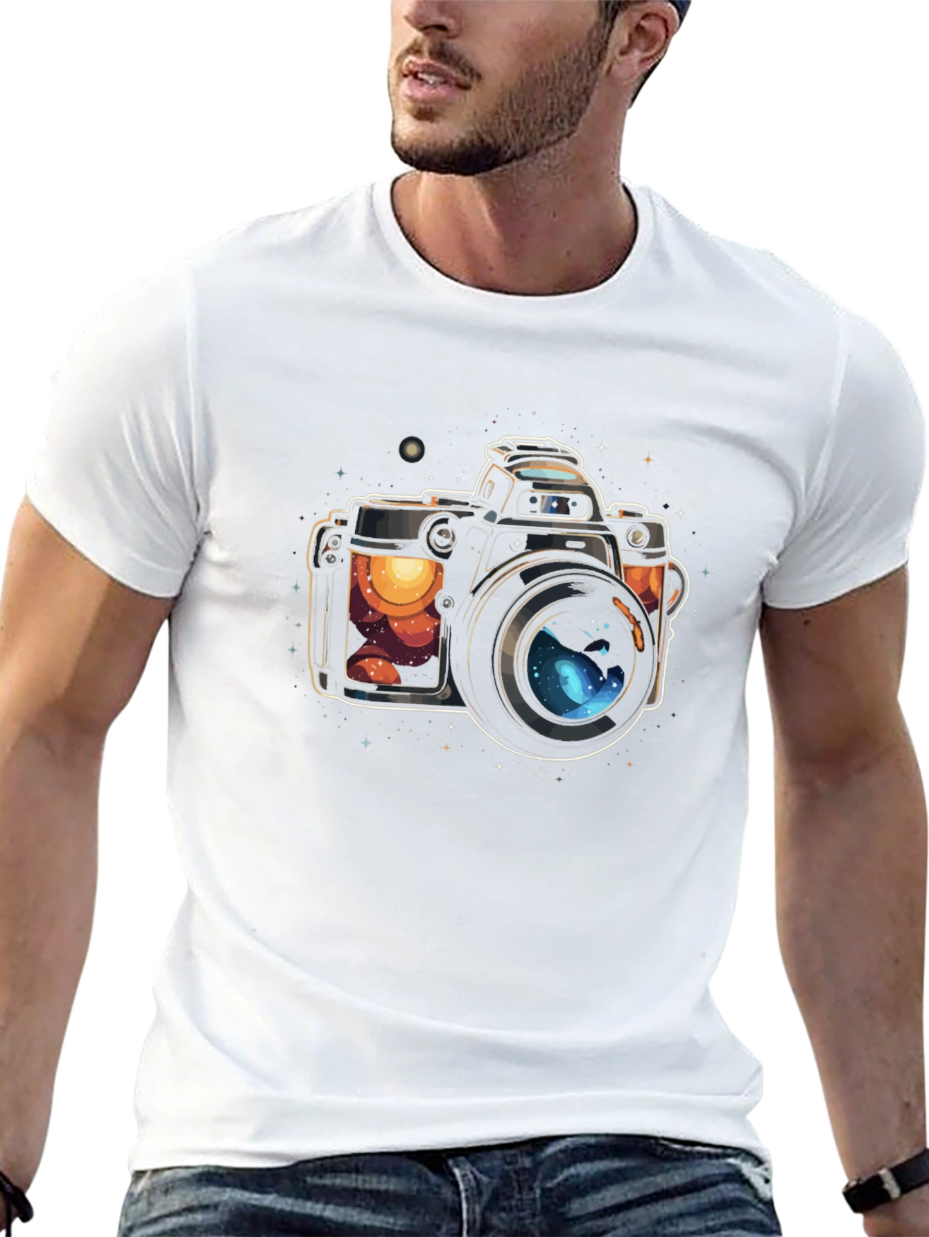 Black Cosmic Camera Graphic T-Shirt view 13