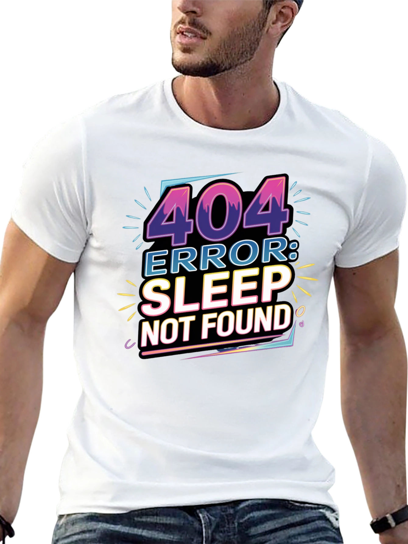 Black 404 Error: Sleep Not Found Graphic Tee view 13