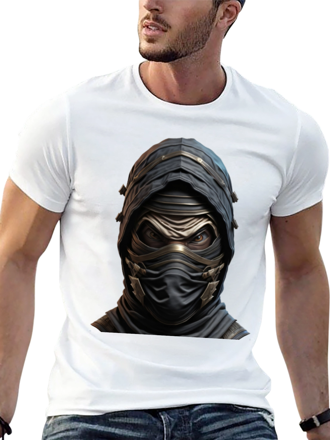 Black Mystic Warrior Graphic Tee - Black Cotton Blend view 13