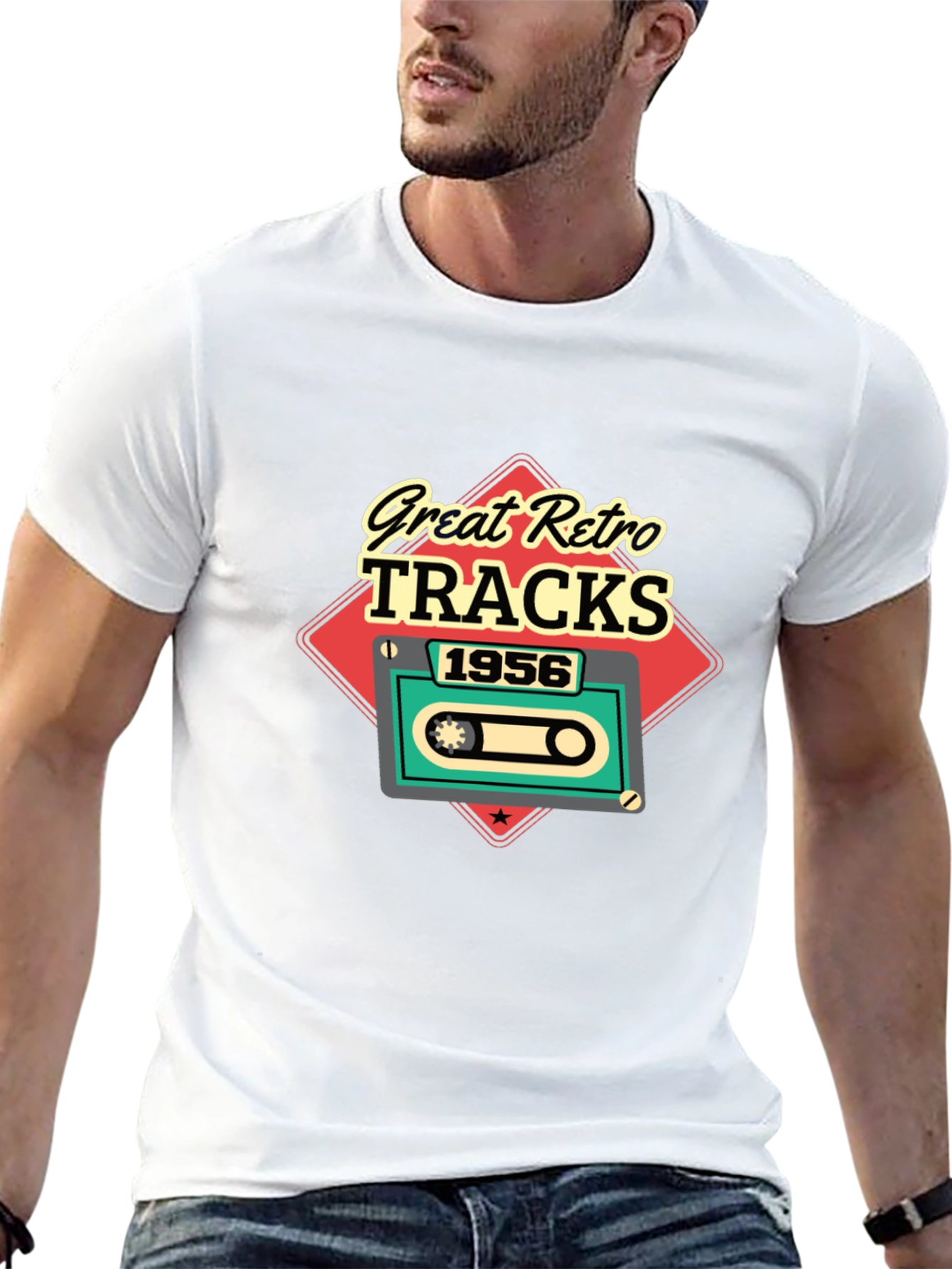 Black Great Retro Tracks 1956 Cassette Tee view 13