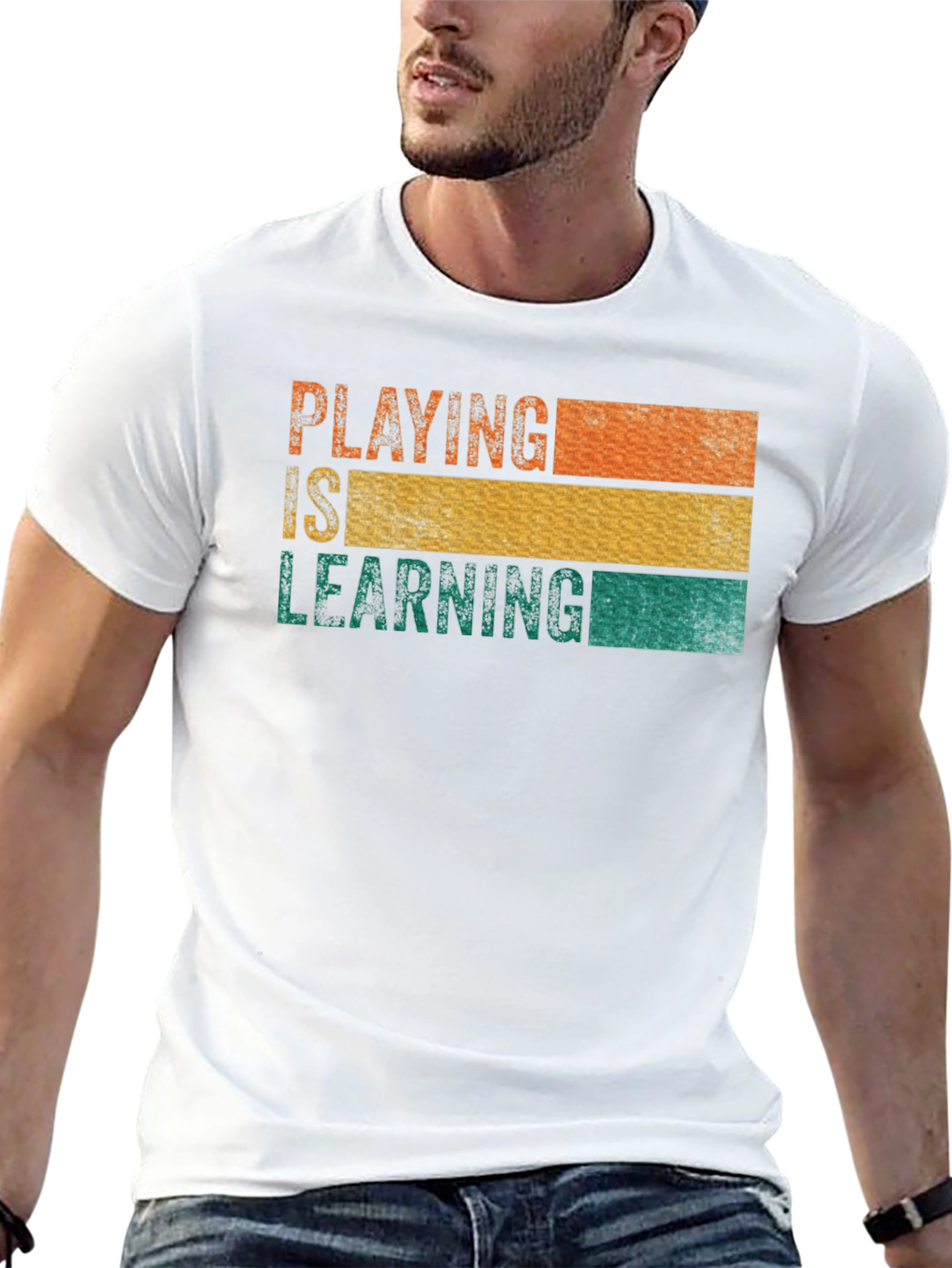 Black Playing is Learning Graphic T-Shirt view 13