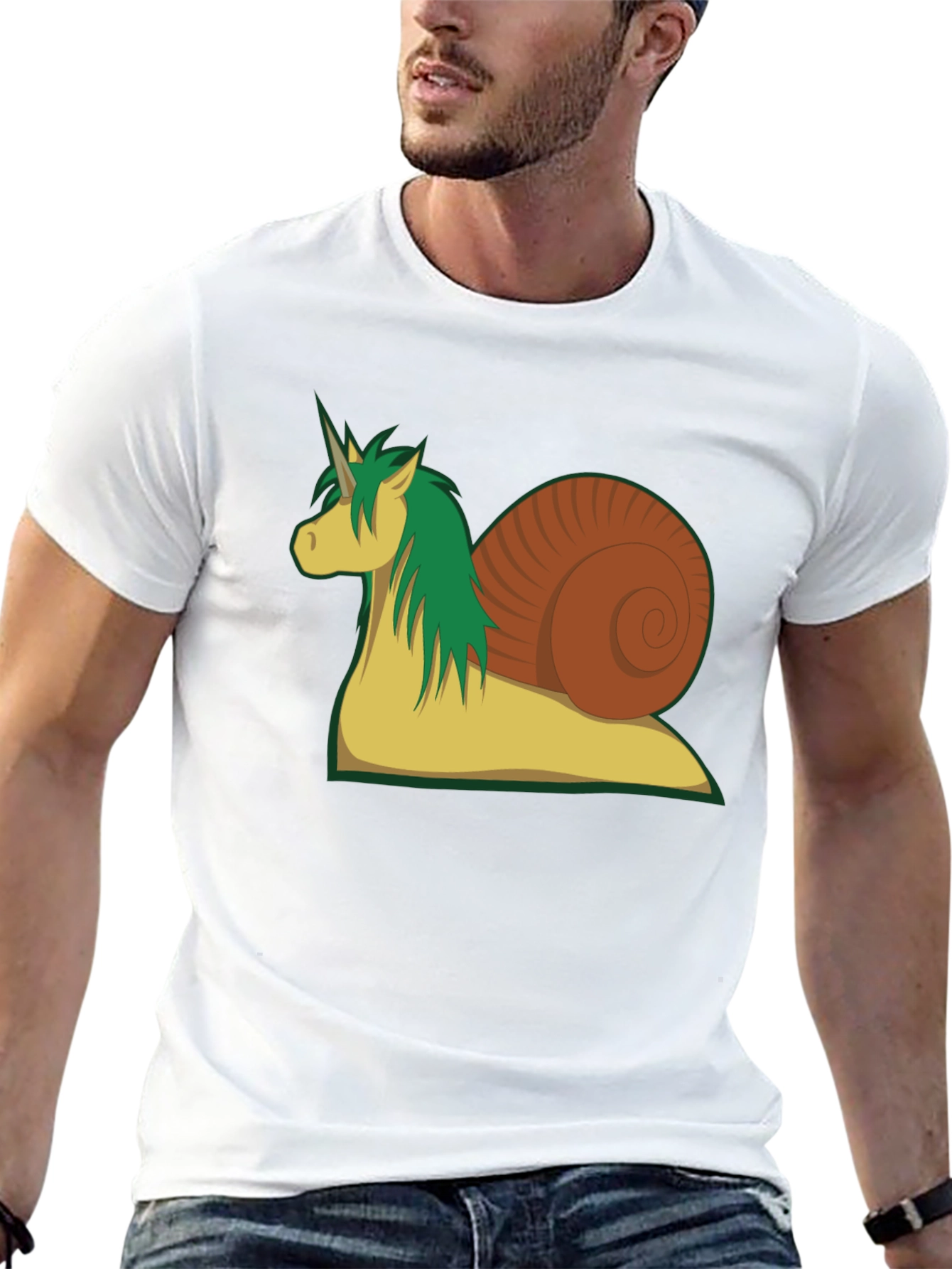 Black Unicorn Snail Graphic Tee - Black Cotton T-Shirt view 13