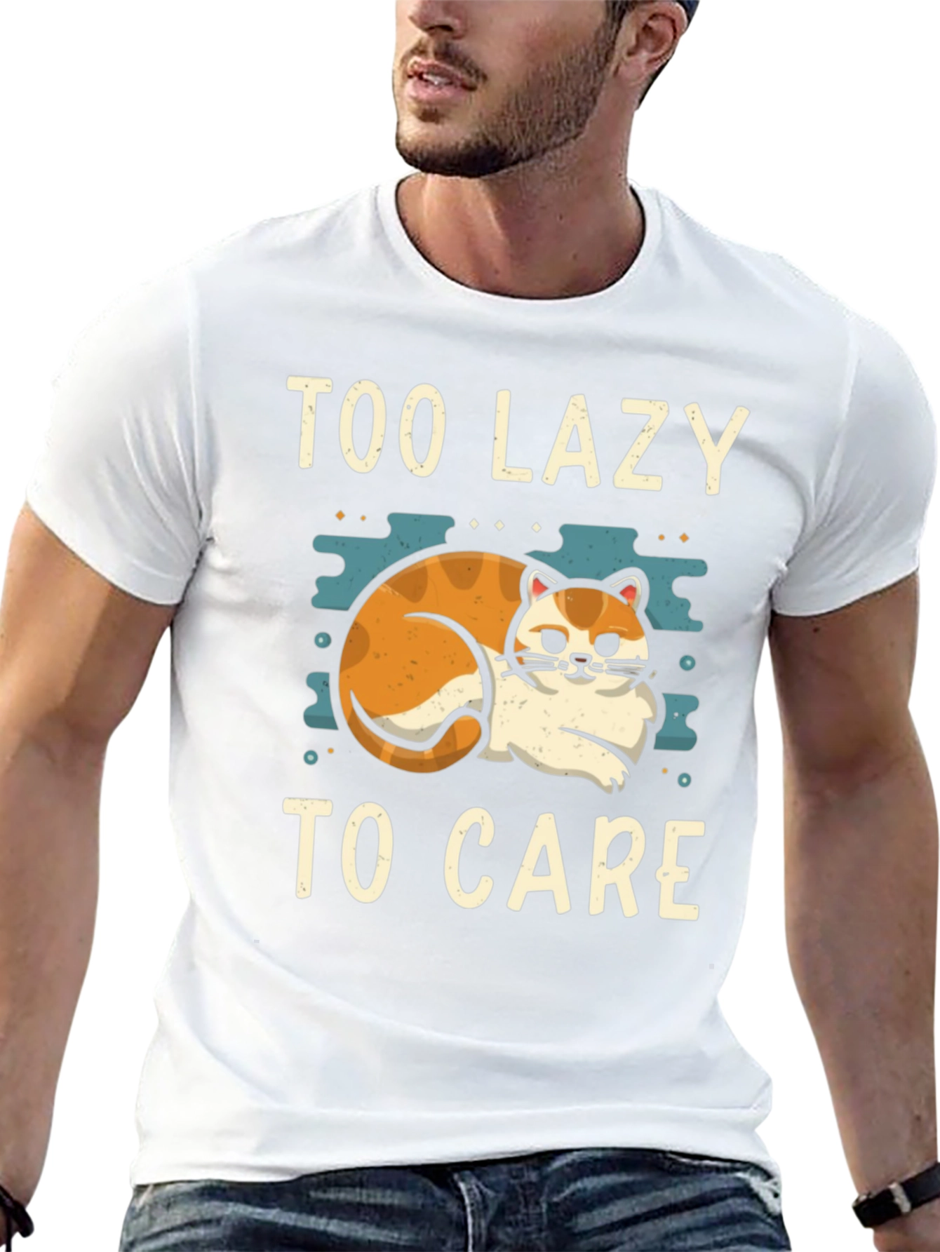 Black Too Lazy To Care Cat Graphic Tee view 13