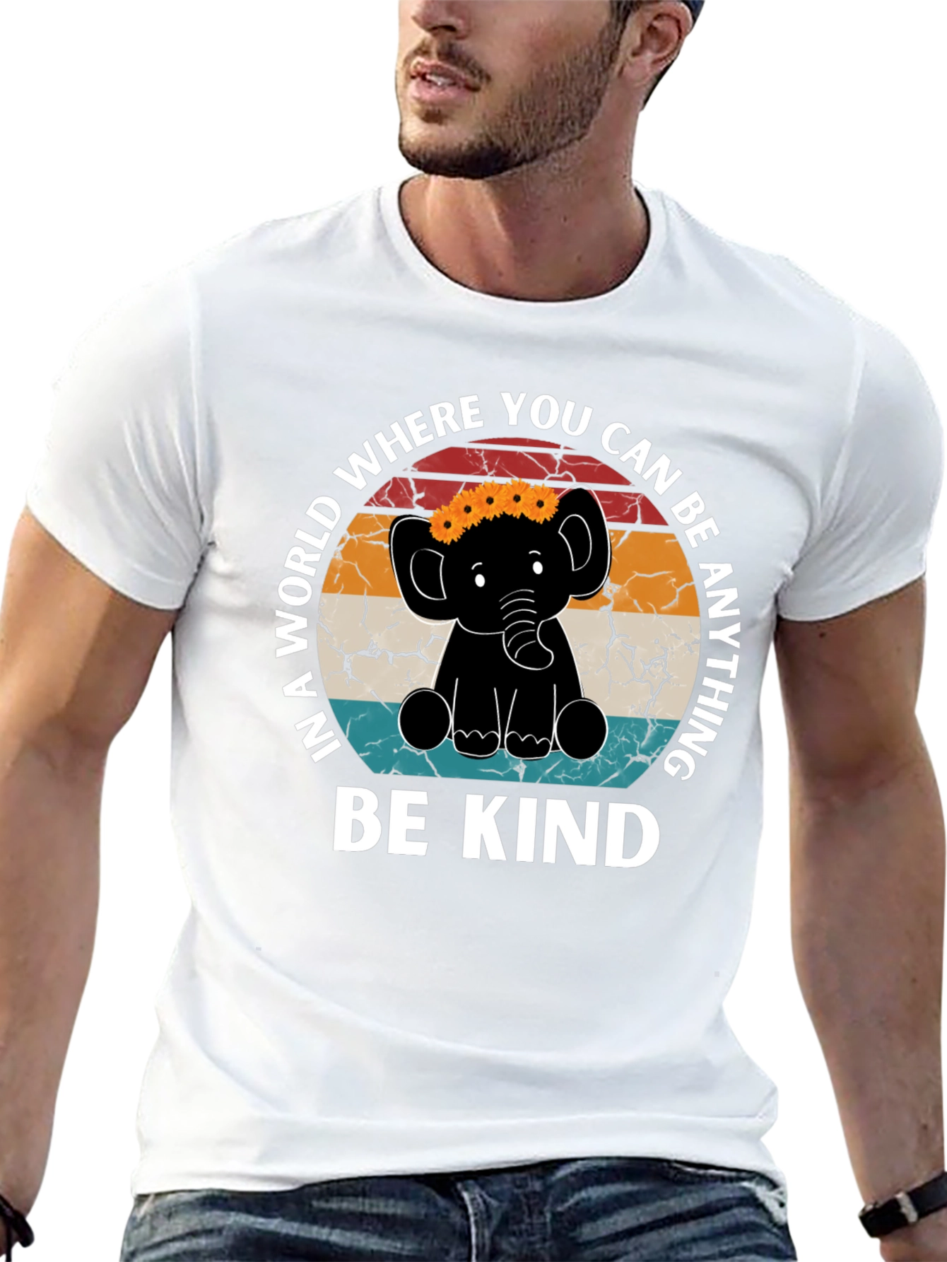 Black Be Kind Elephant Graphic Tee - Inspirational Shirt view 13